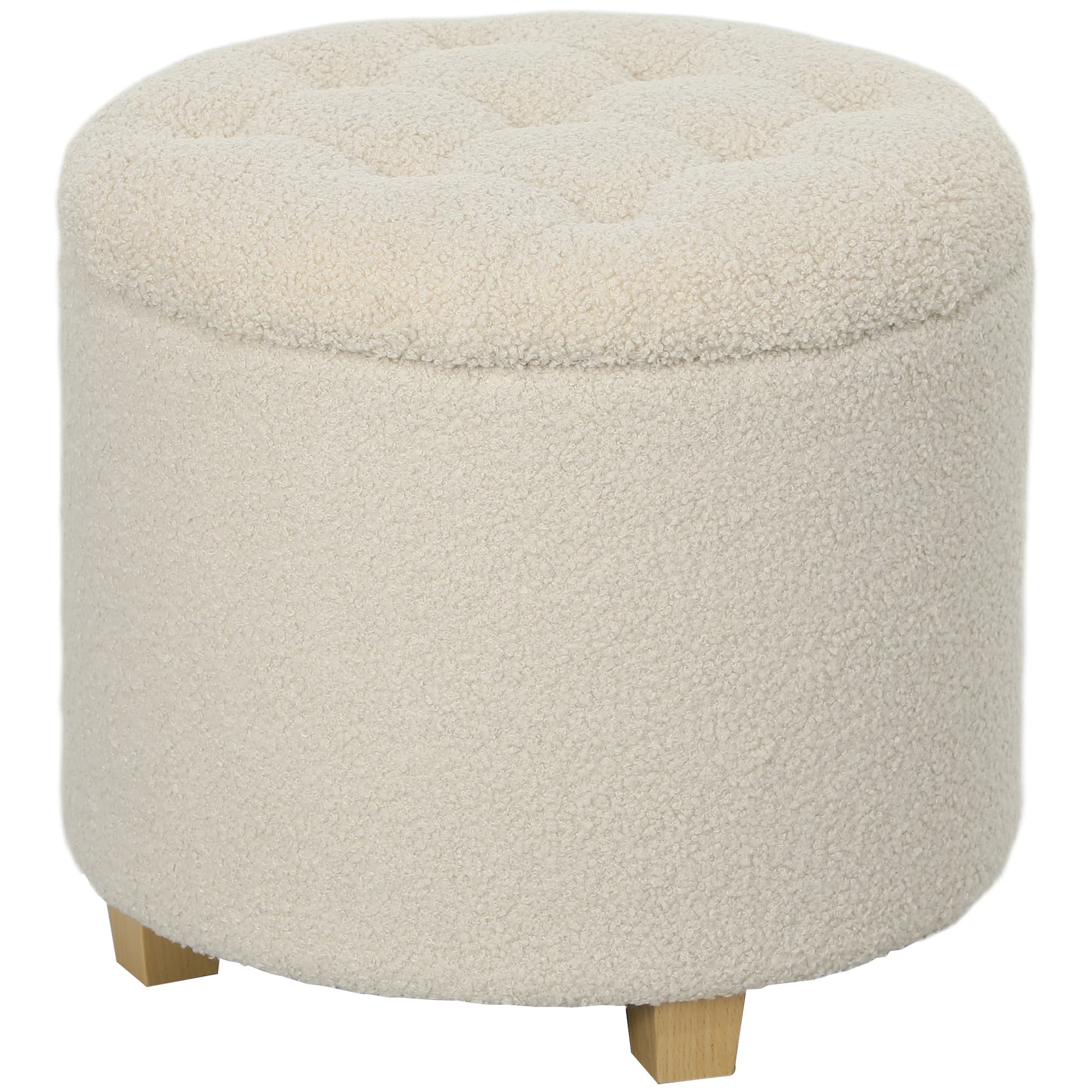 Transform Your Space with this Teddy Fleece Storage Ottoman - Cream