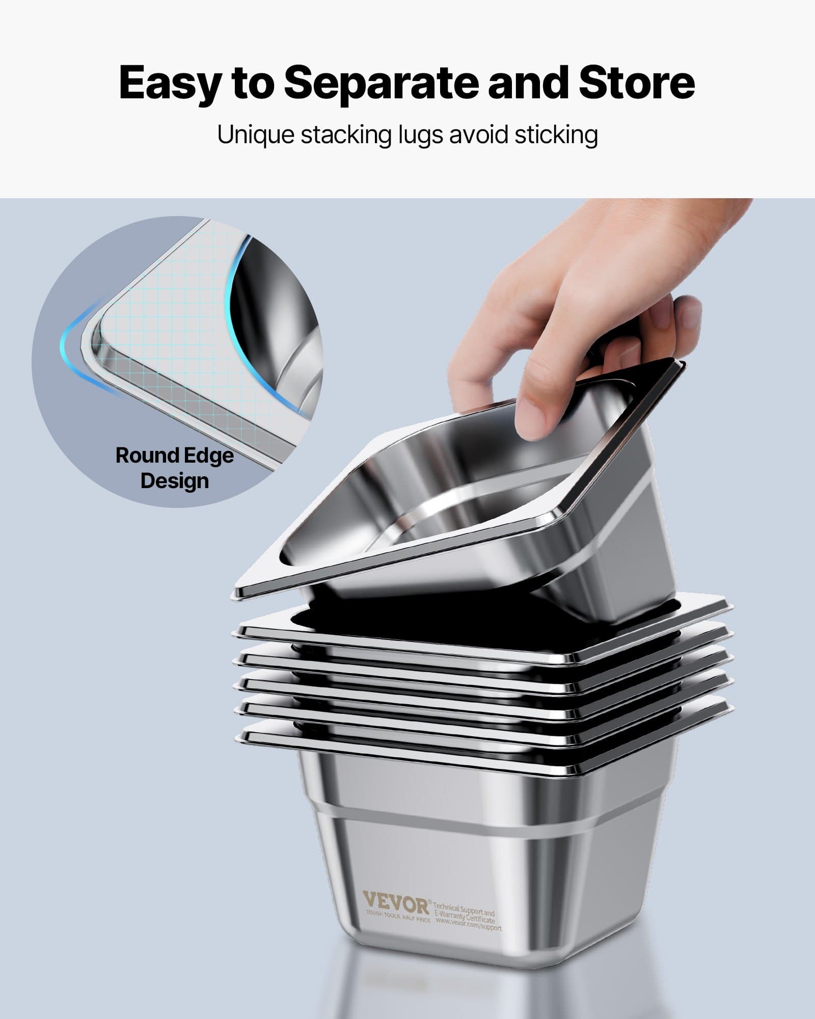 Effortless Catering with Anti-Jam 1/6 Size Stainless Steel Pans - image 1