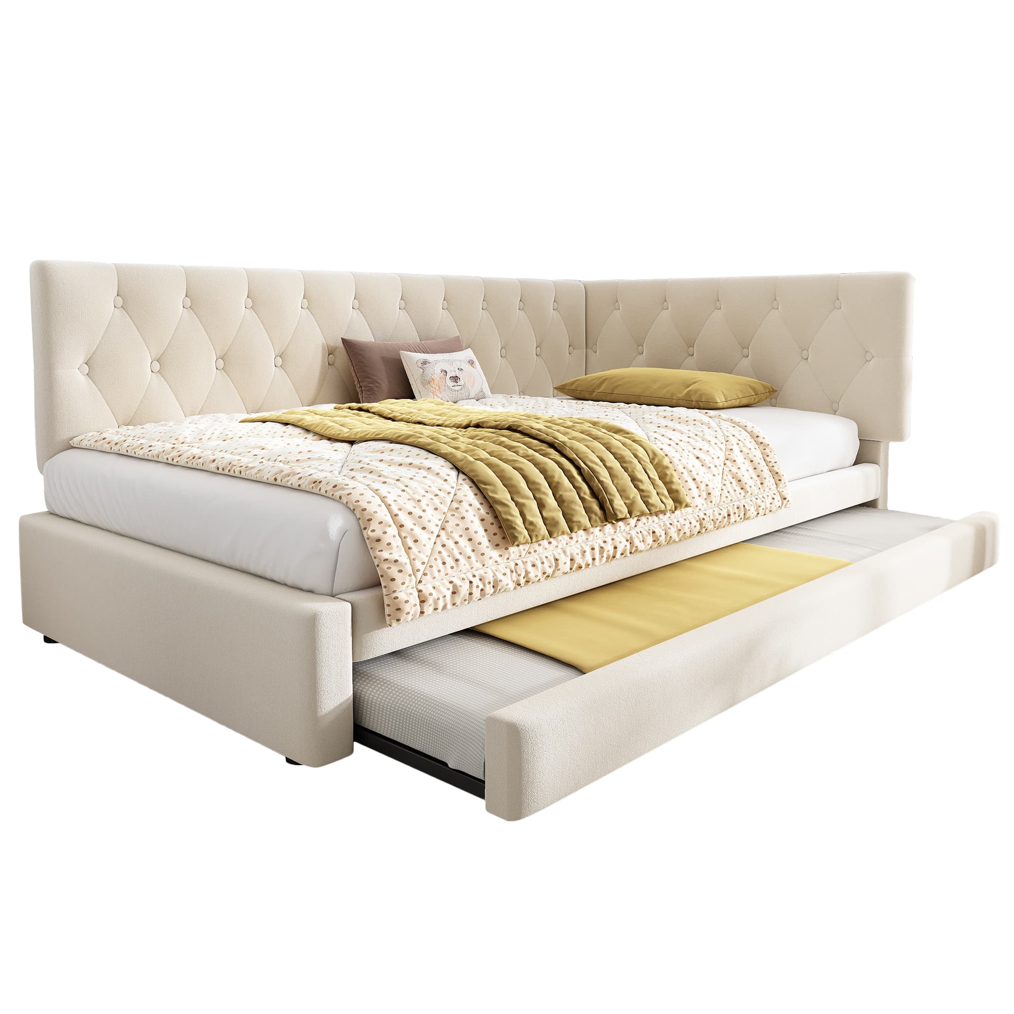 Chic Velvet Daybed with Pull-Out Guest Bed | 90x190cm - image 6