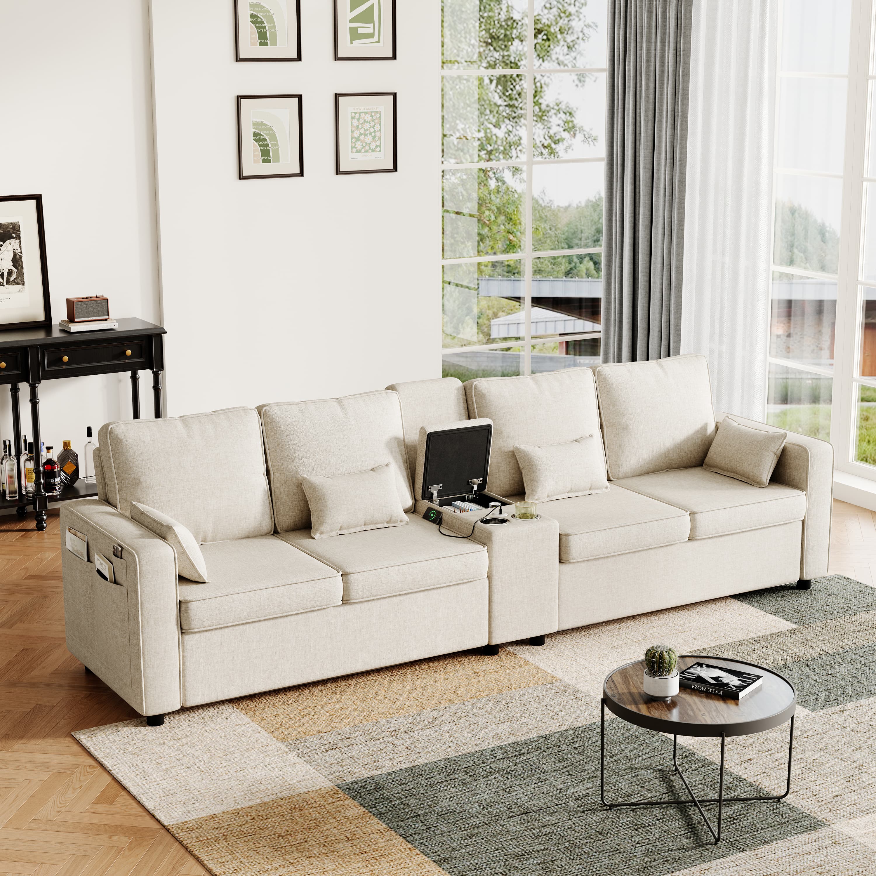 Modern 4-Seater Sofa: Smart Storage & Effortless Charging - image 4