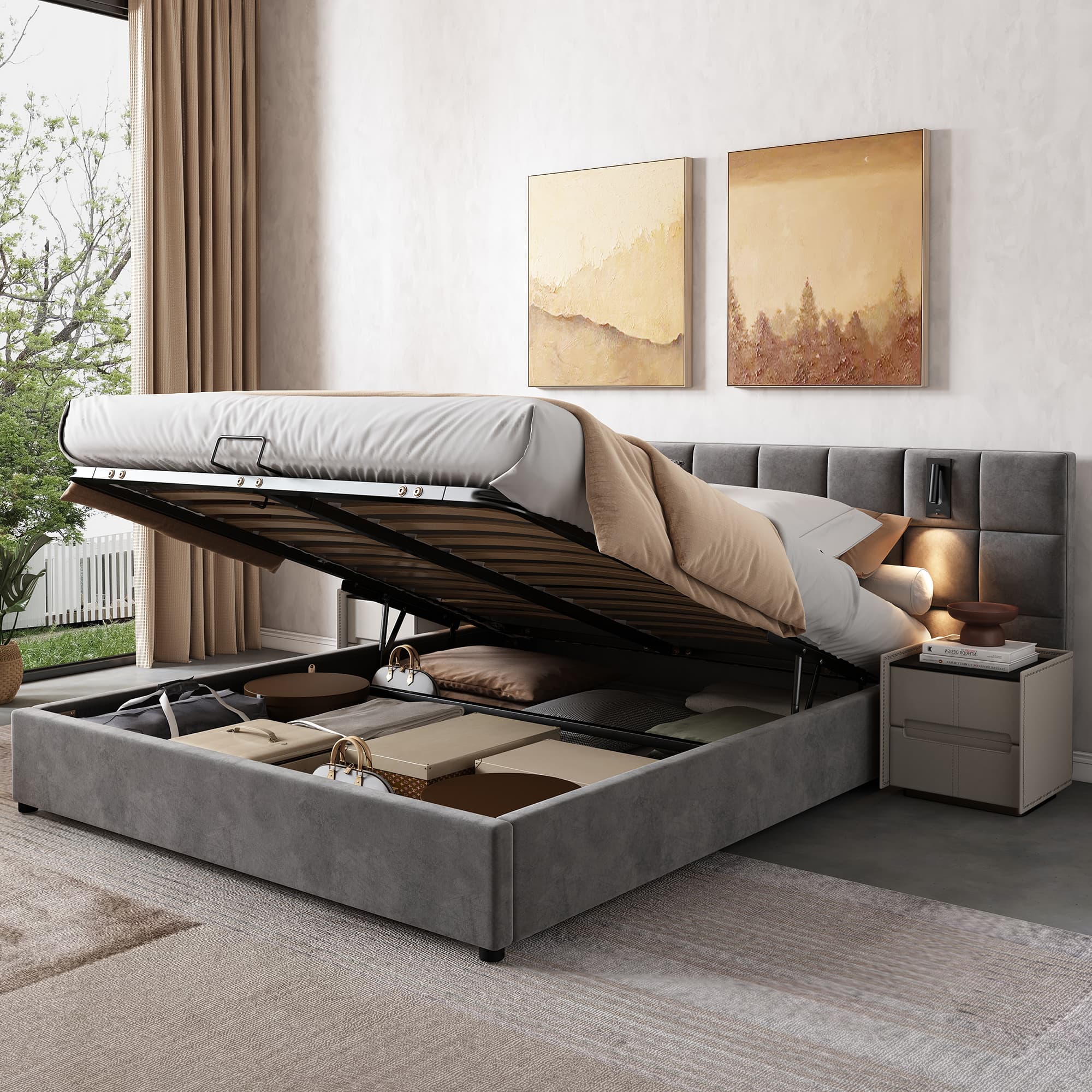 Effortless Storage & Modern Comfort in a Velvet Double Bed - image 5
