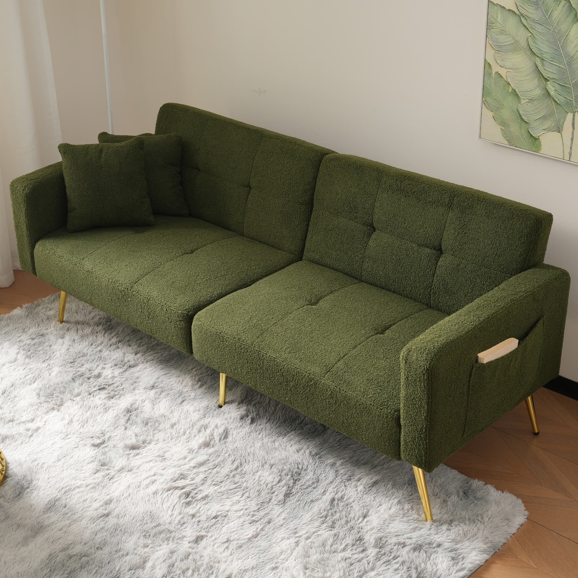 Effortless Style & Comfort: 2-Seater Sherpa Sofa Bed - image 5