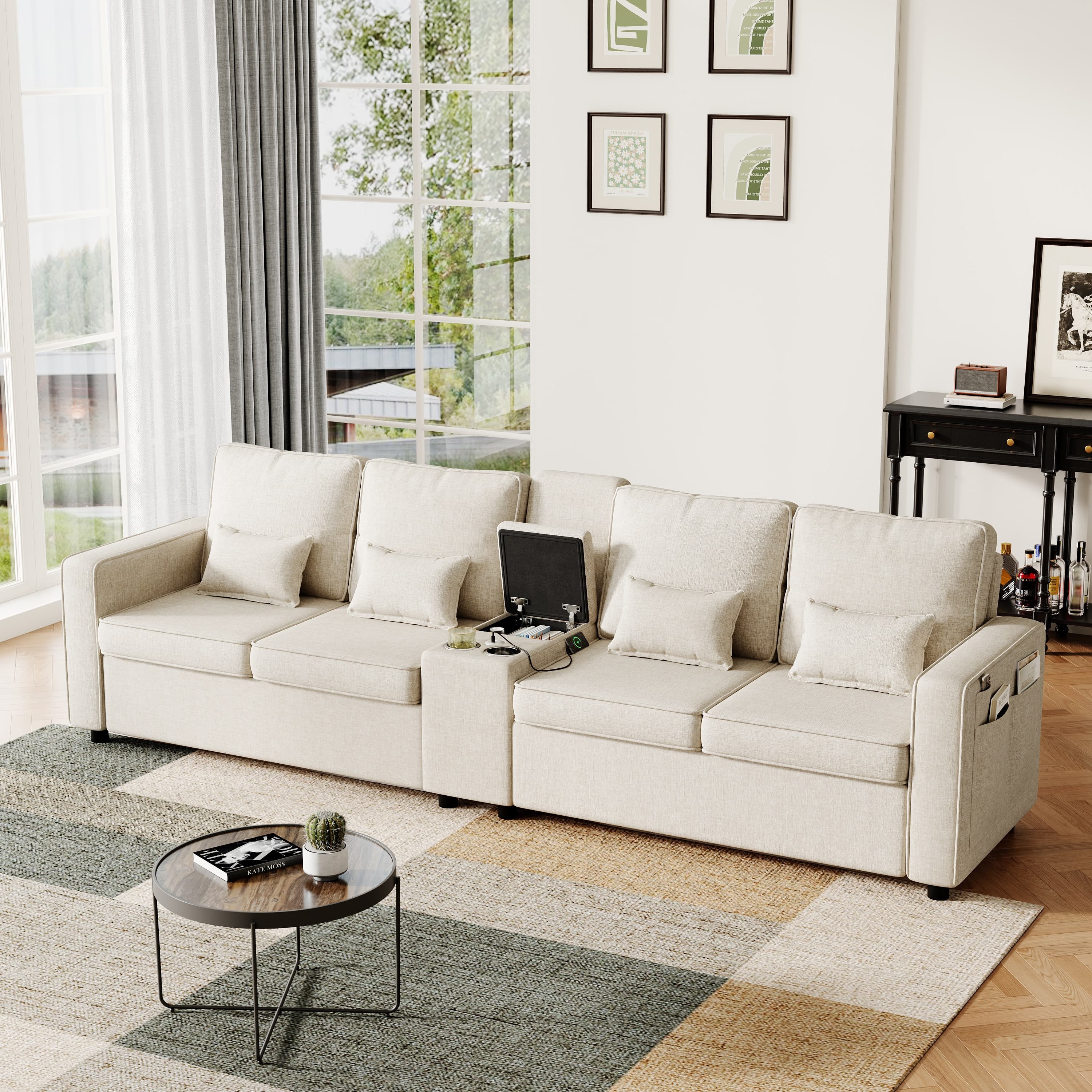 Modern 4-Seater Sofa: Smart Storage & Effortless Charging - image 3