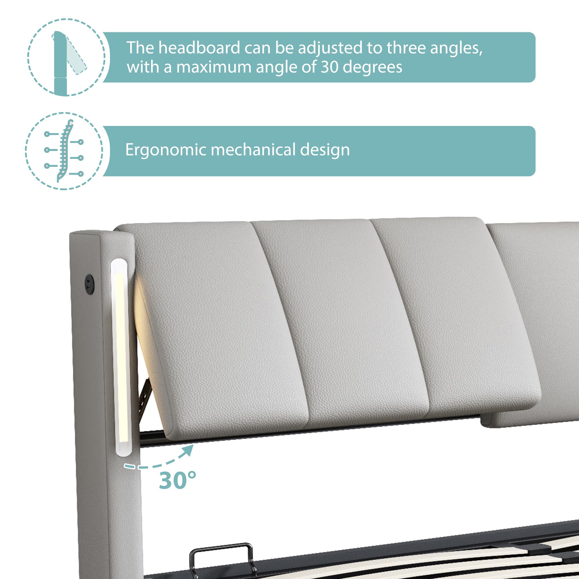 Smart Upholstered Bed with Storage, LEDs & USB Ports - image 1