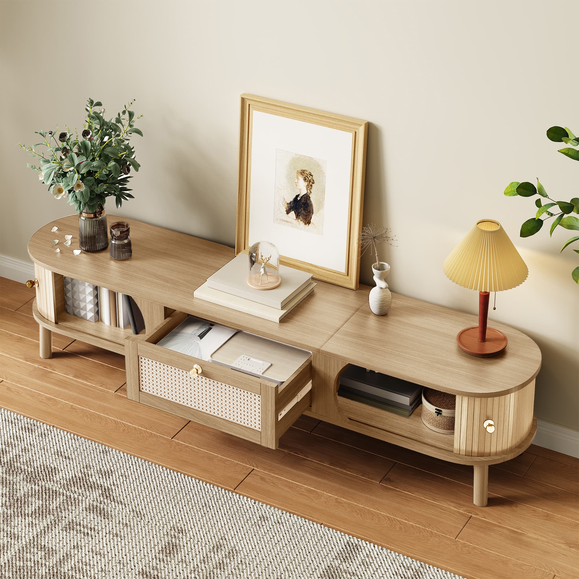 Natural Wood & Rattan TV Stand: Stylish, Organised Storage - image 5