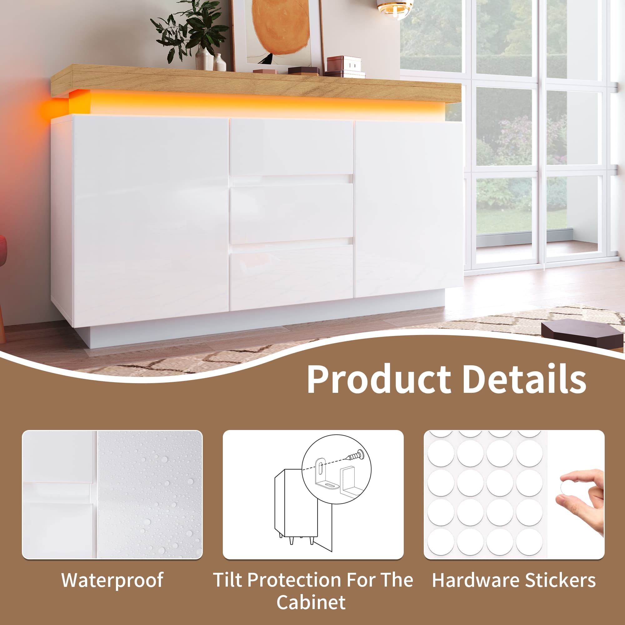 Transform Your Space with this Modern LED Sideboard Cabinet - image 3