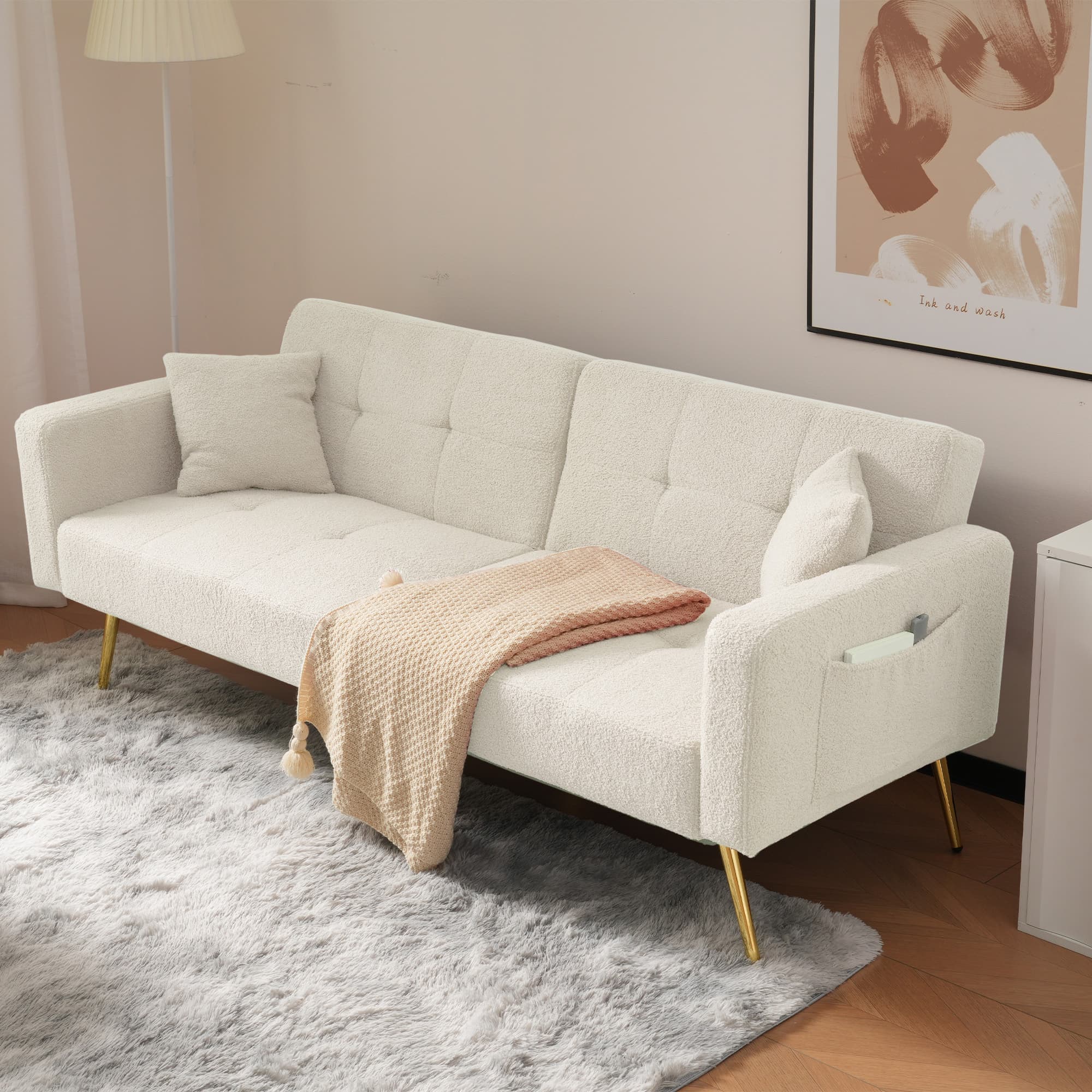 Transform Your Space with this Chic Sherpa Sofa Bed