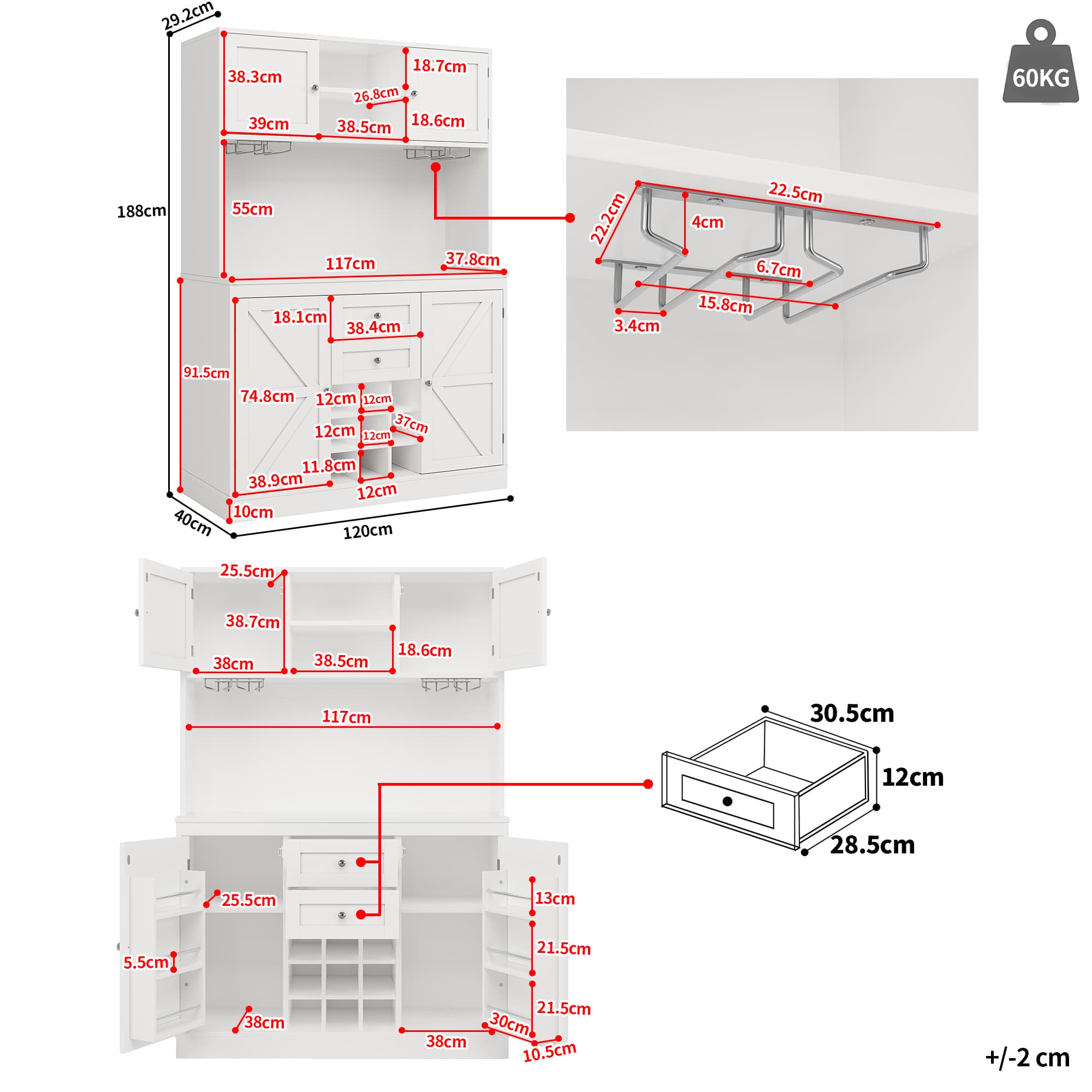 Elegant Tall Kitchen Cabinet with Wine Rack & Storage - image 2