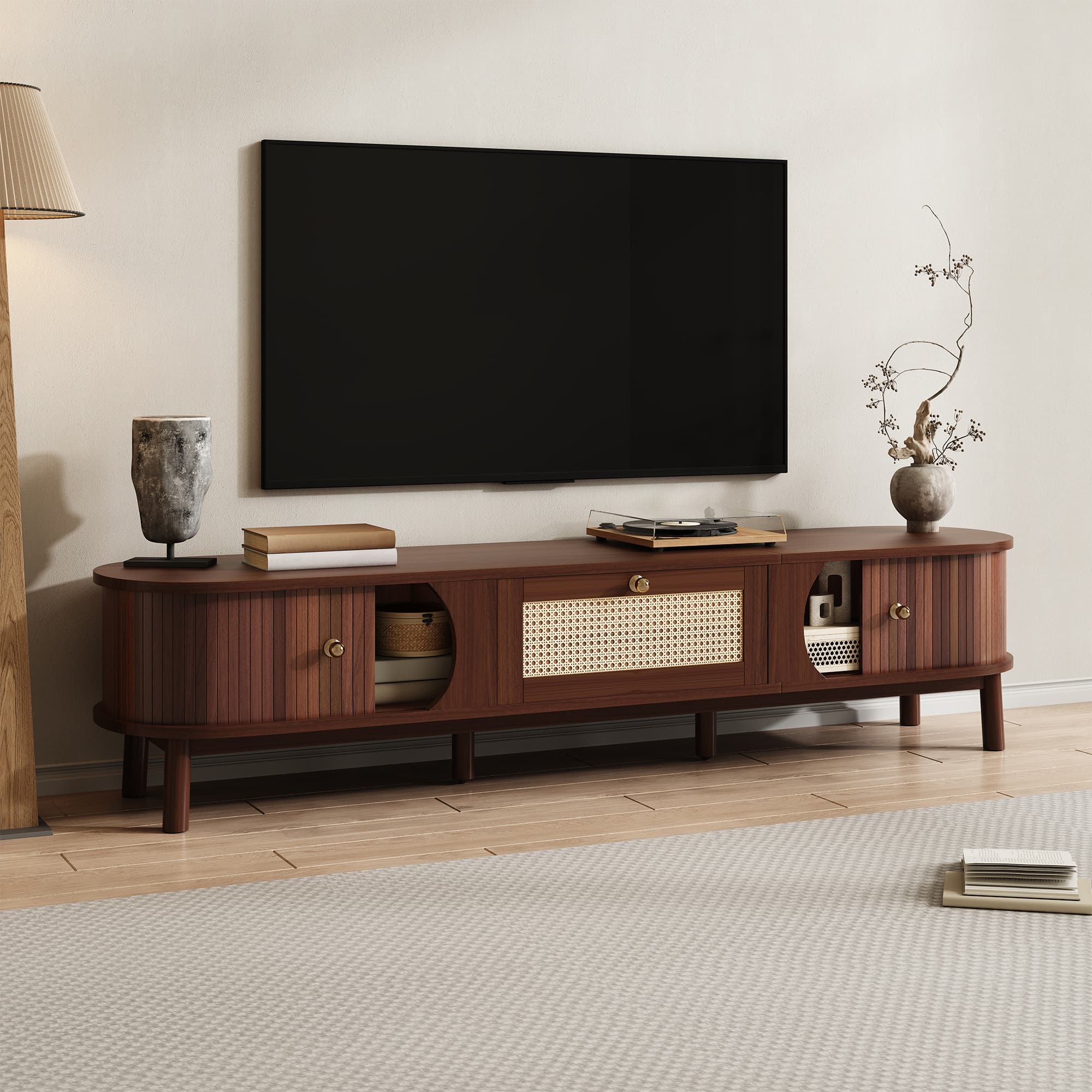 Transform Your Living Room With This Walnut Rattan TV Unit - image 6