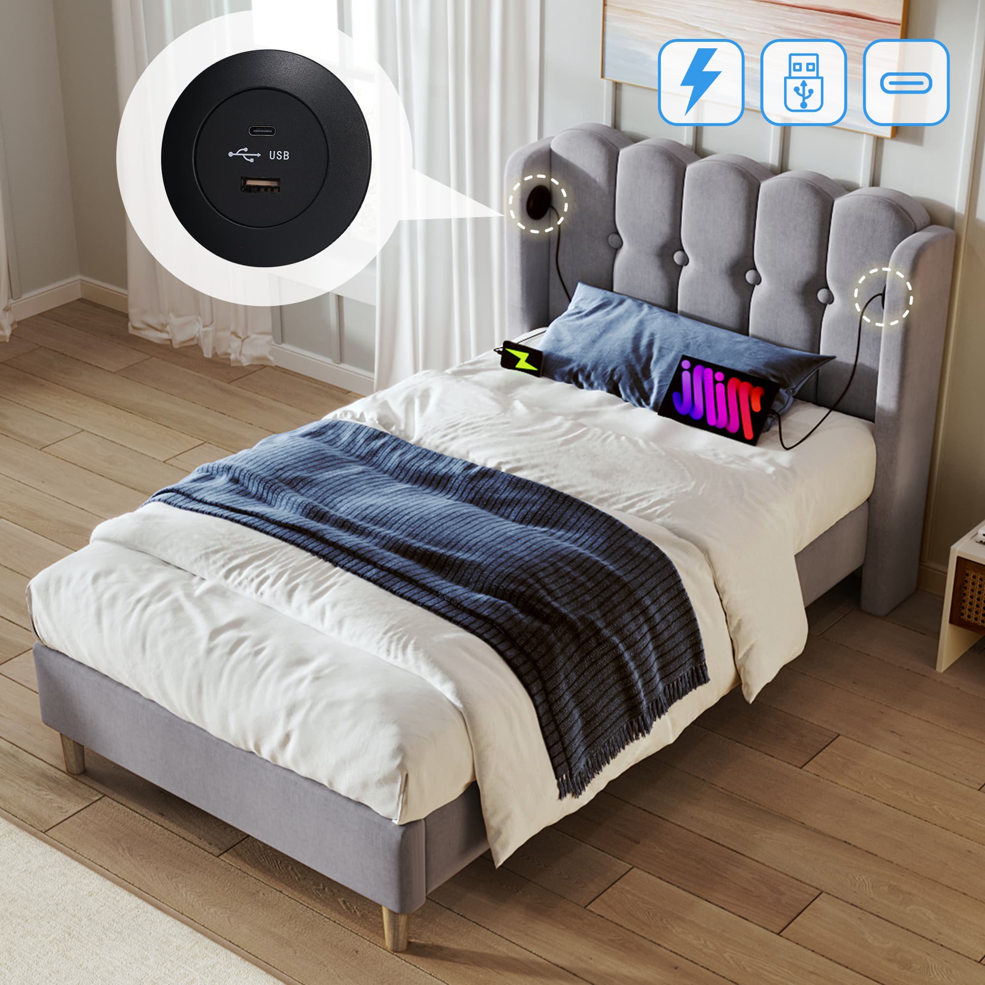 The Smart Single Bed: Style, Comfort & Effortless Charging