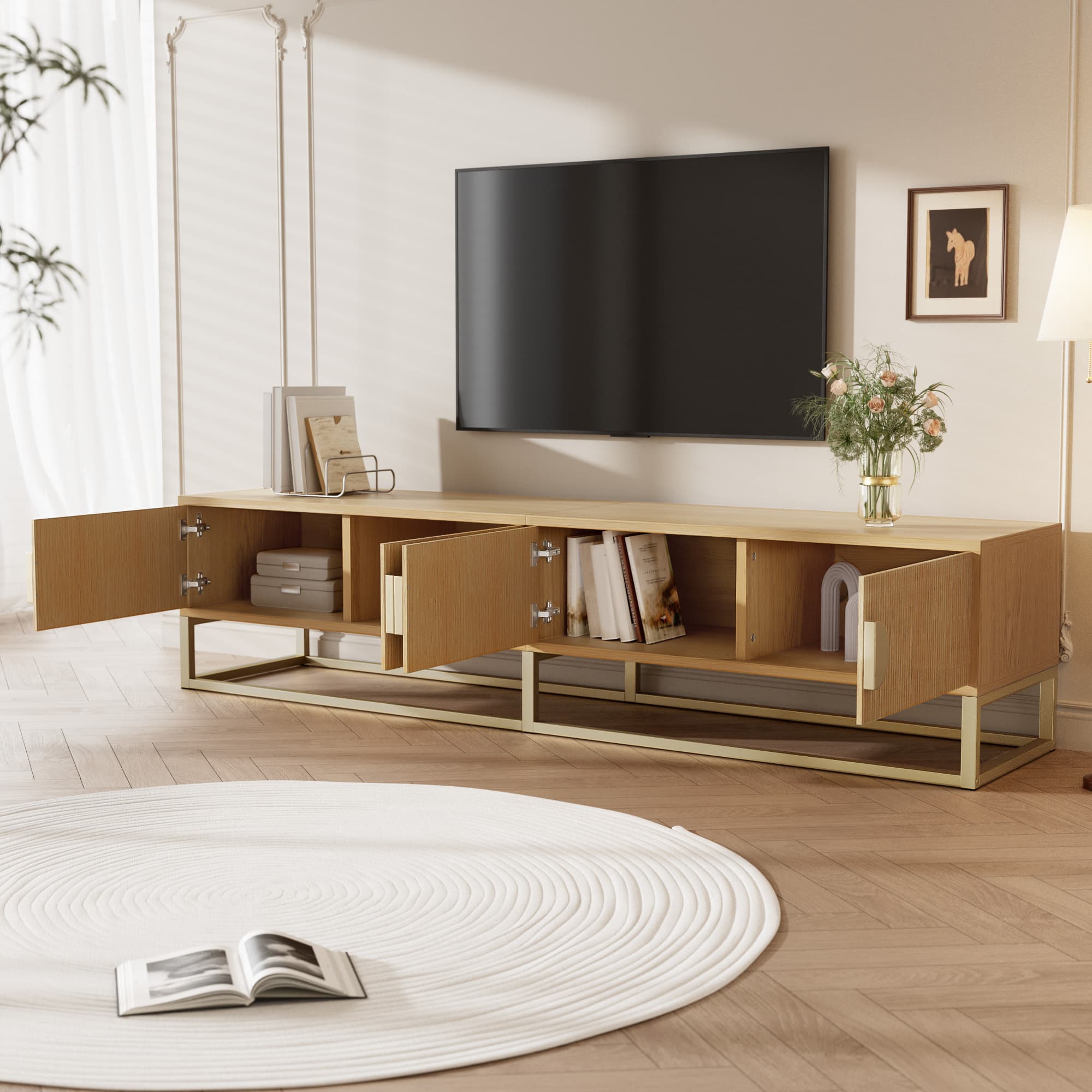 Transform Your Space with this Chic Wood Grain TV Cabinet - image 4