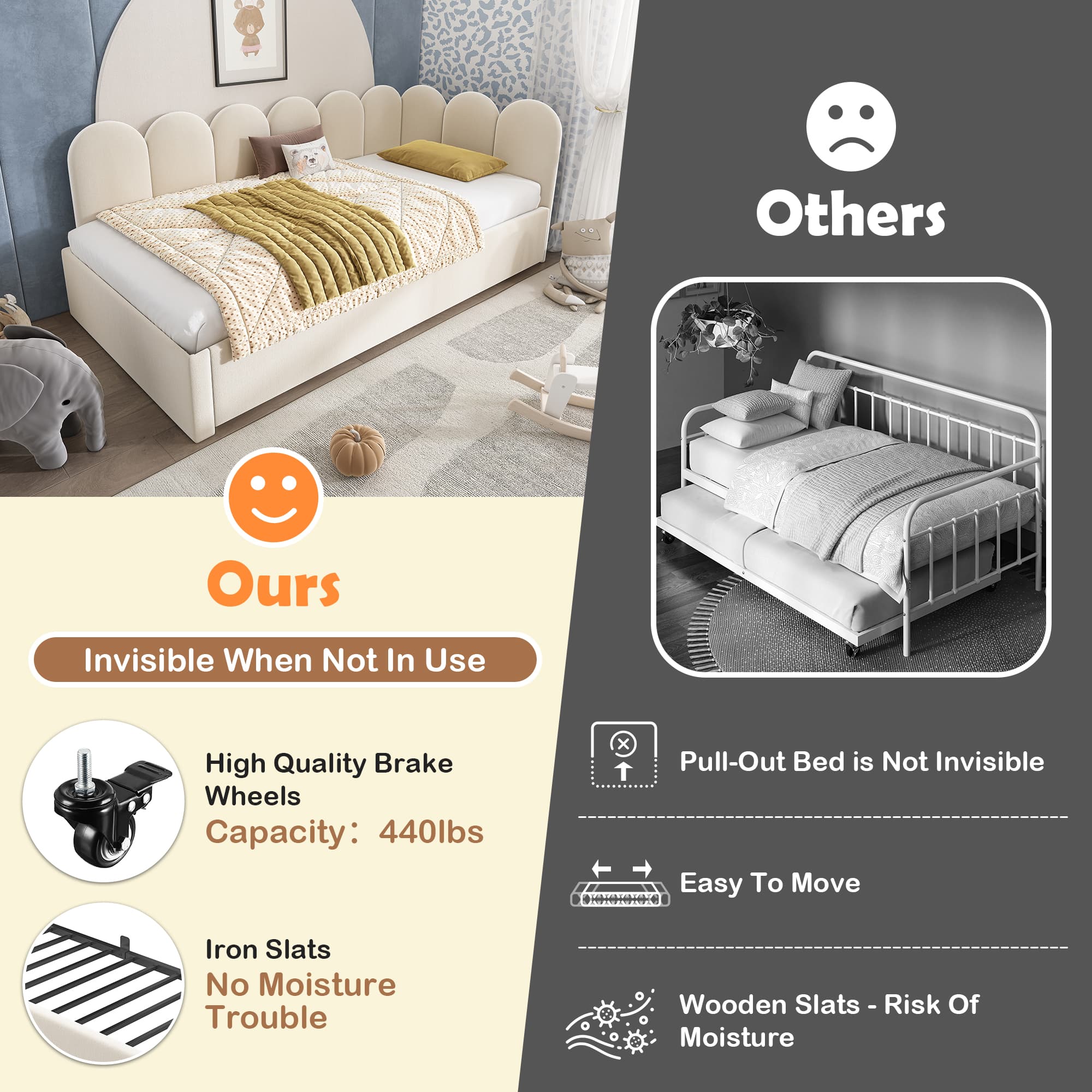 Chic Velvet Daybed with Pull-Out Guest Bed | 90x190cm - image 5