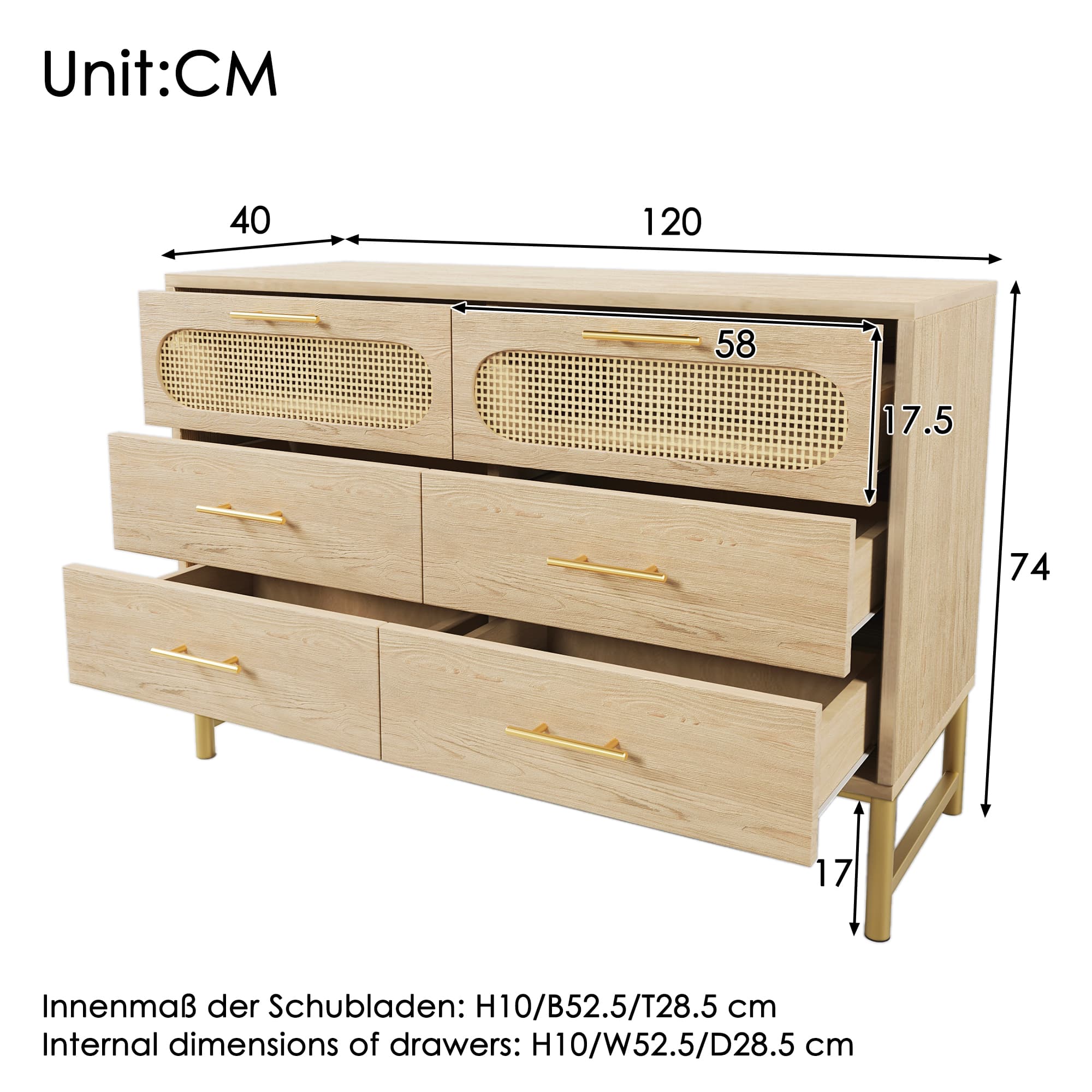 Stylish Rattan Sideboard with Six Drawers for Modern Homes - image 1