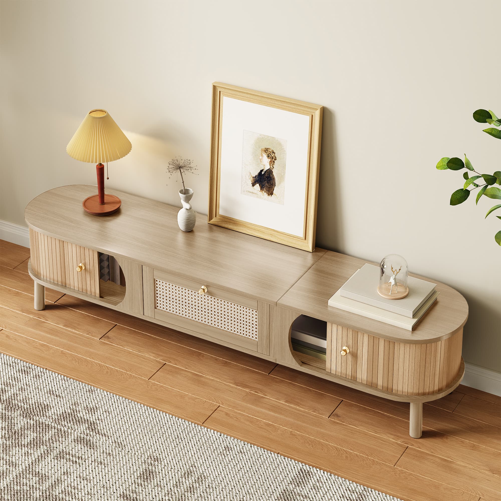 Natural Wood & Rattan TV Stand: Stylish, Organised Storage - image 2