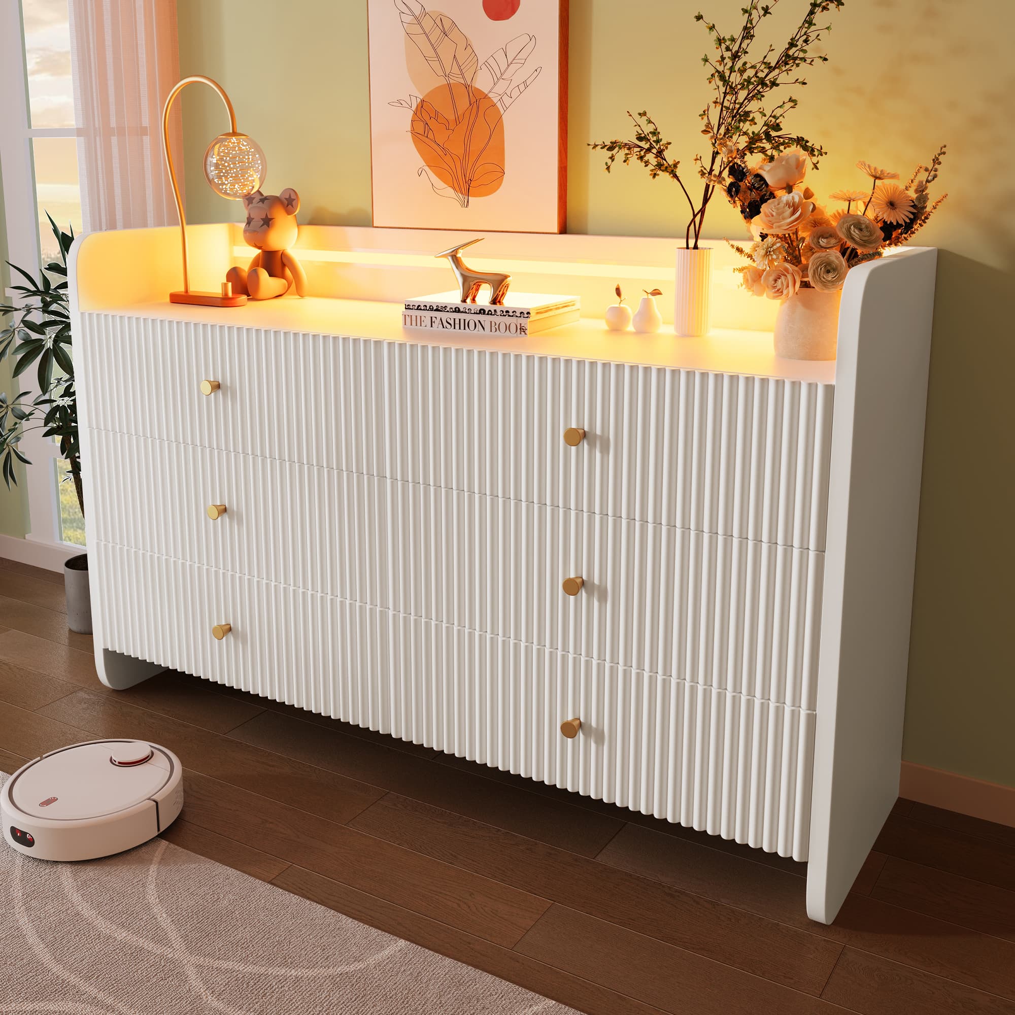 Elevate Your Space with a Fluted Sideboard & Ambient LED Light