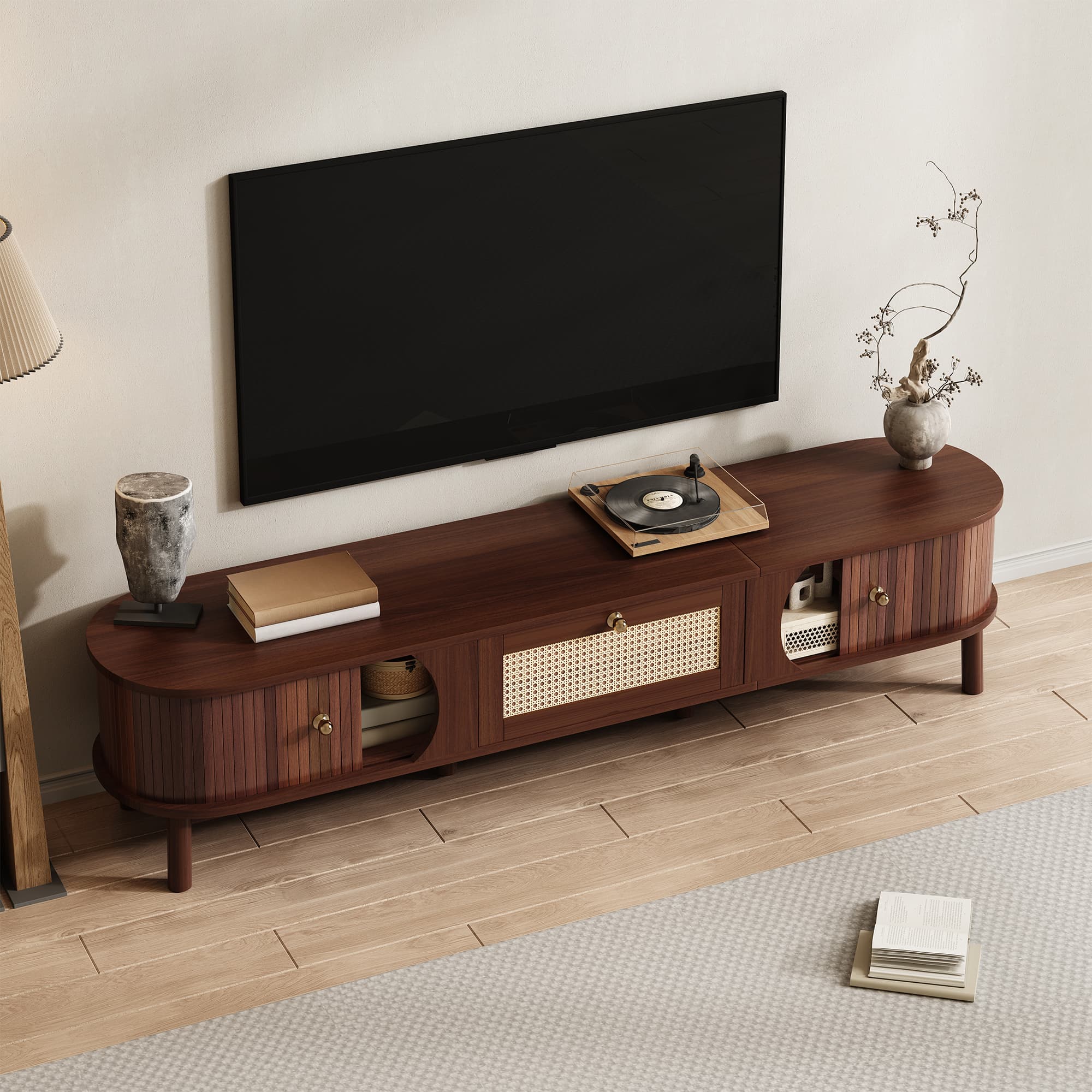 Transform Your Living Room With This Walnut Rattan TV Unit - image 2