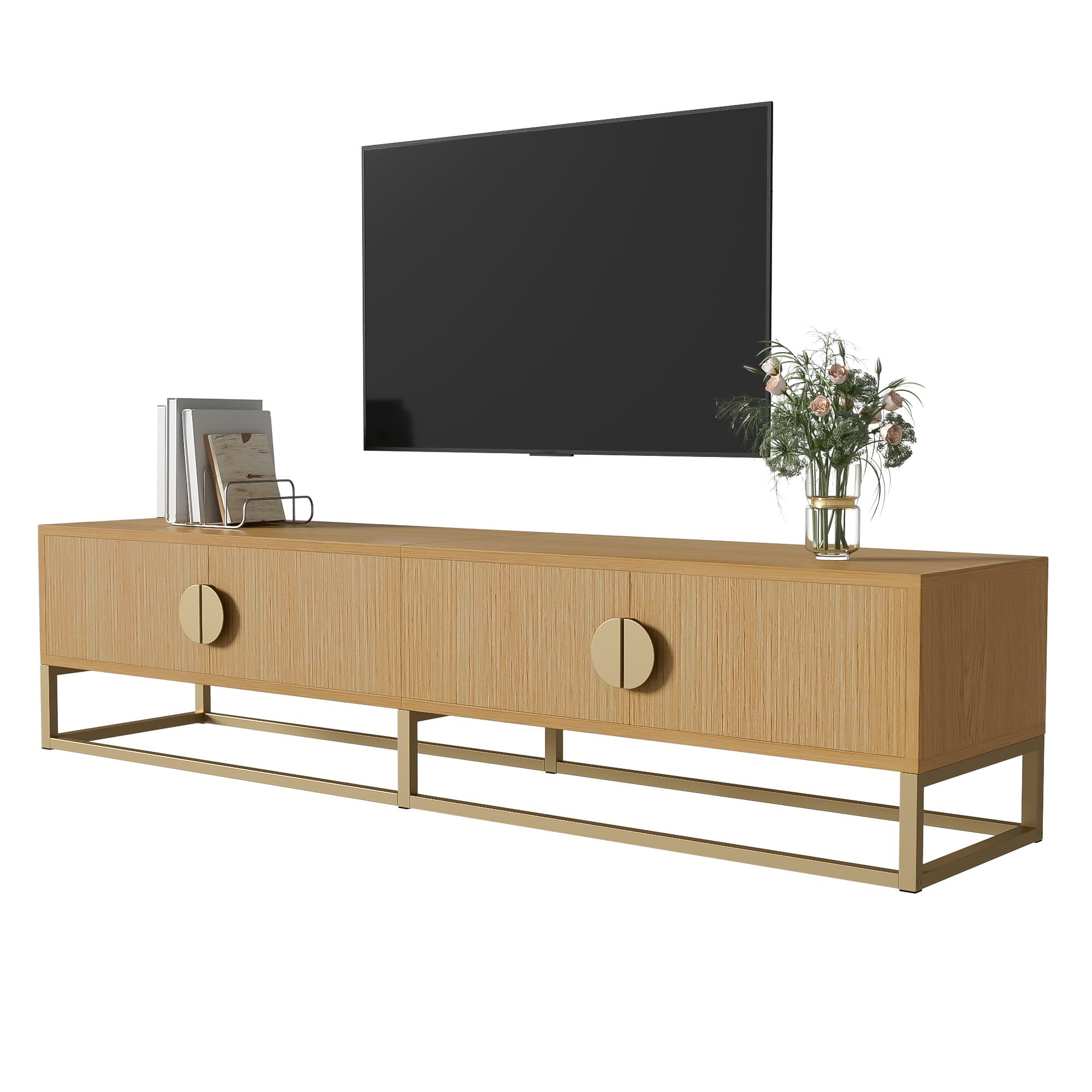 Transform Your Space with this Chic Wood Grain TV Cabinet