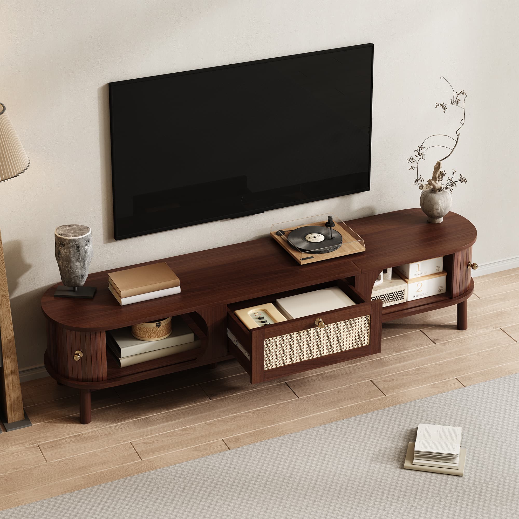 Transform Your Living Room With This Walnut Rattan TV Unit - image 3