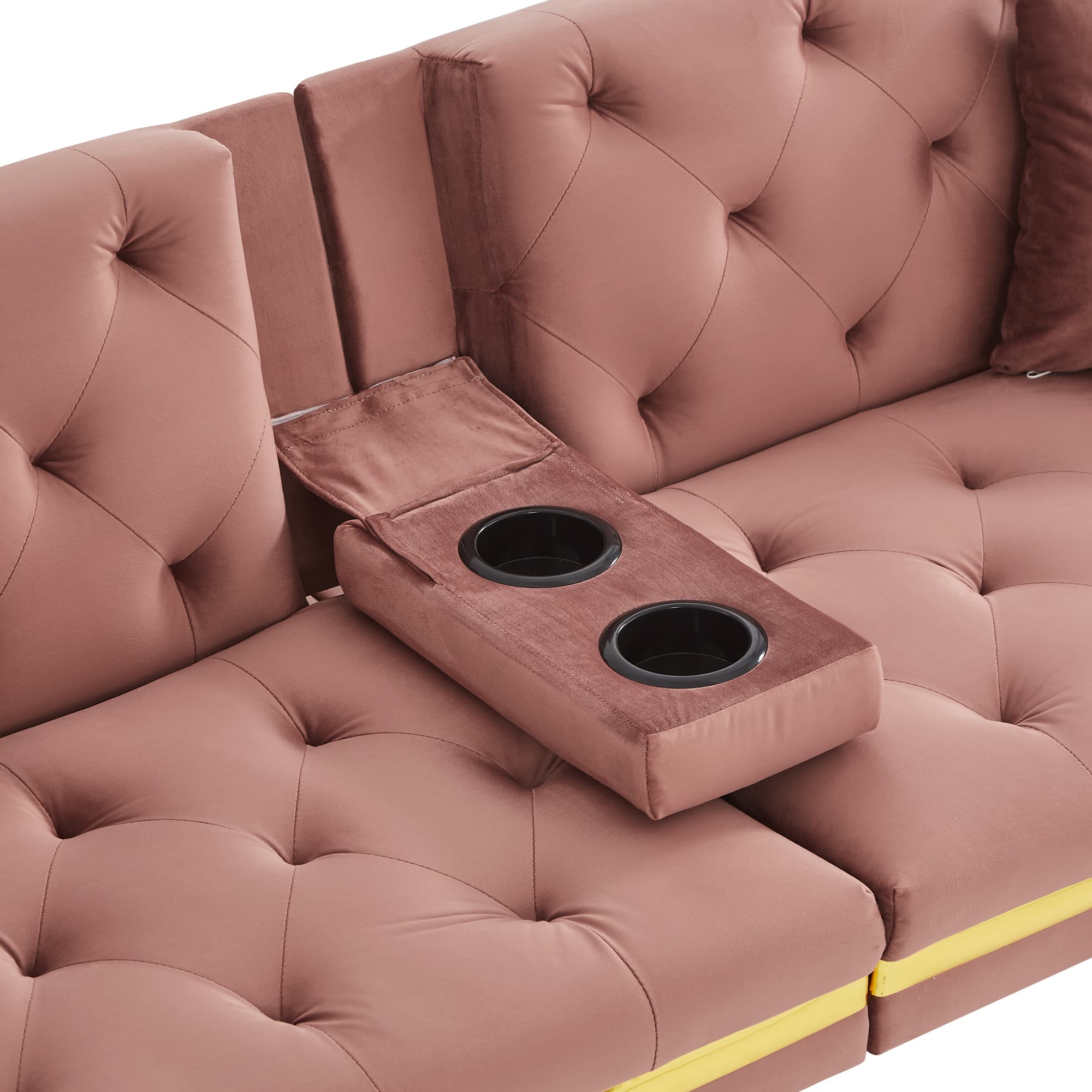 Effortless Comfort: Pink Velvet 2 Seater Sofa Bed - image 4