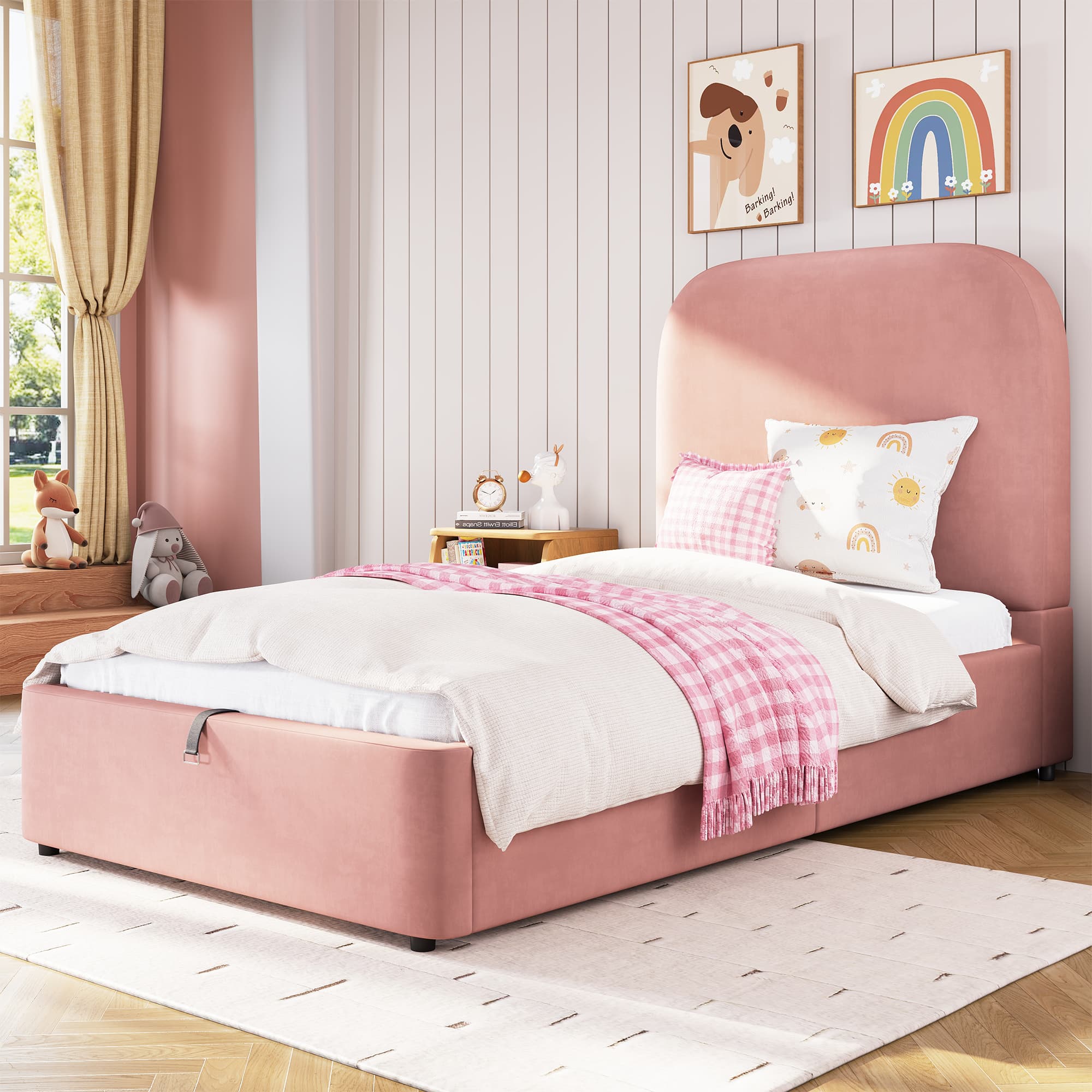 Transform Their Room with this Pink Velvet Storage Bed - image 1
