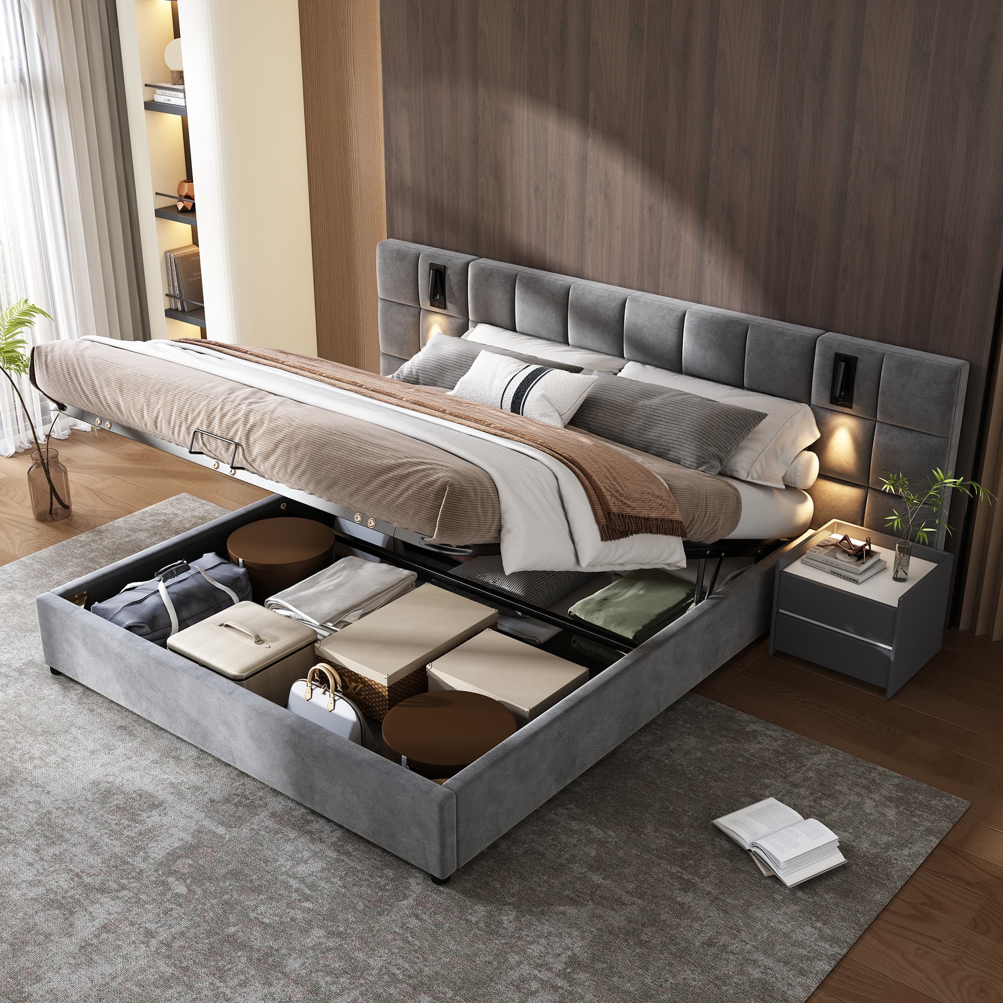 Effortless Storage & Modern Comfort in a Velvet Double Bed