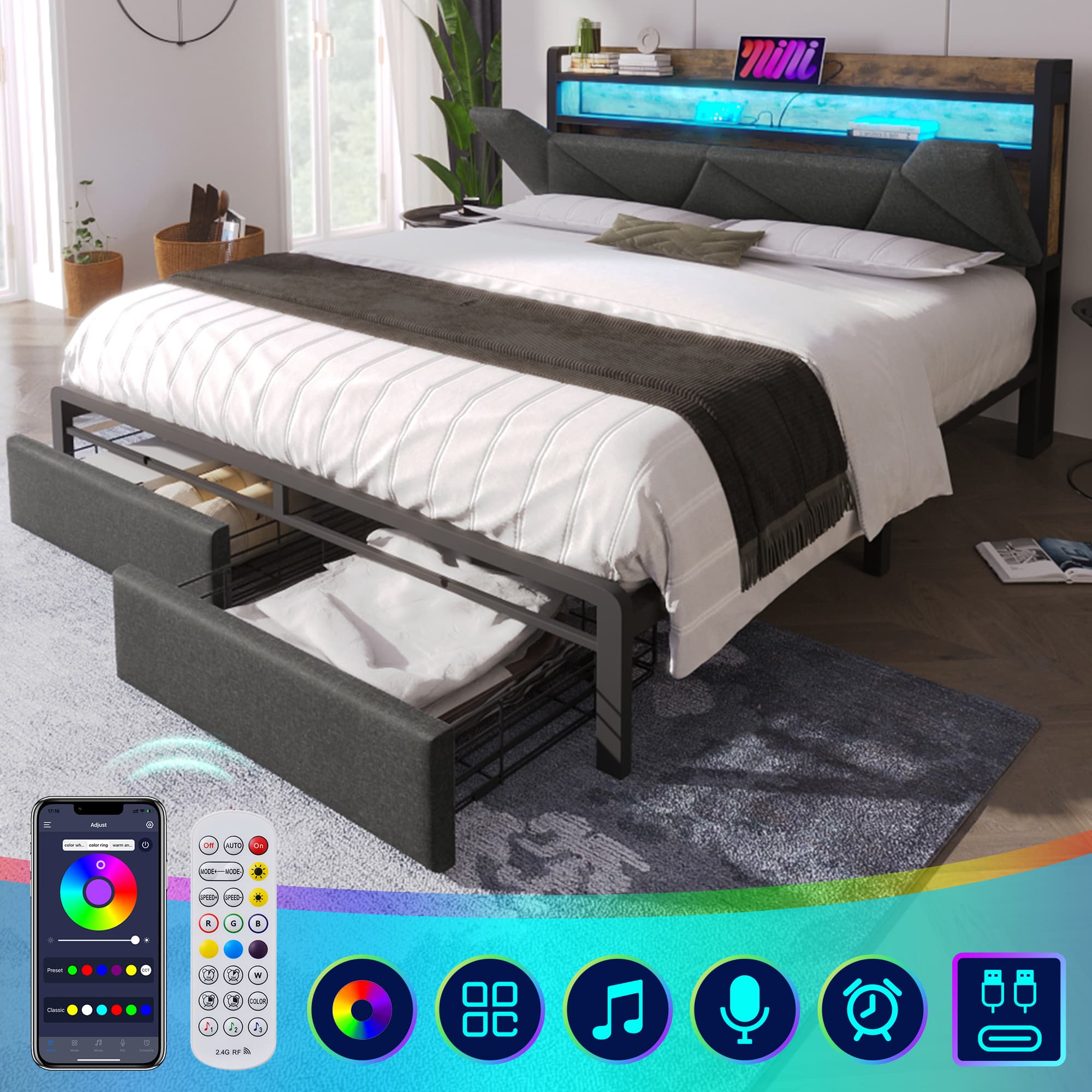 Upgrade Your Sleep with this Smart LED Storage Double Bed - image 6