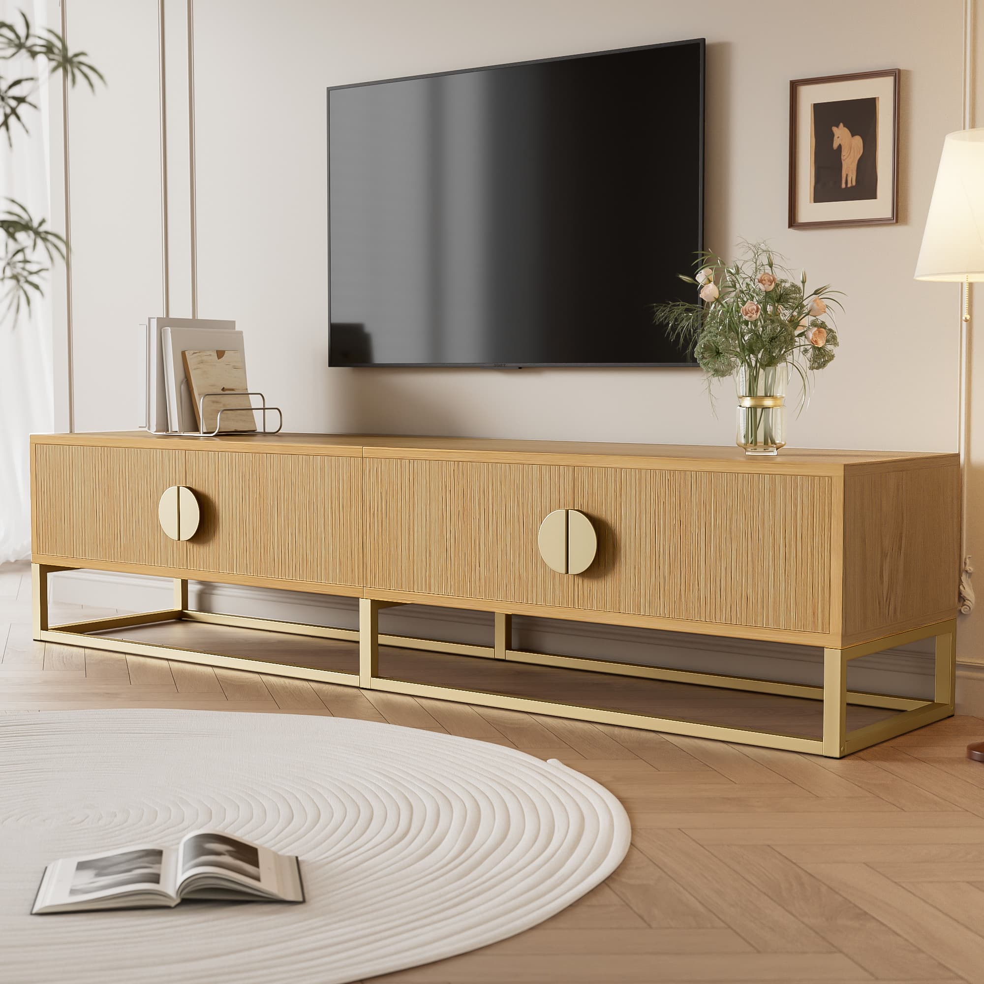 Transform Your Space with this Chic Wood Grain TV Cabinet - image 3