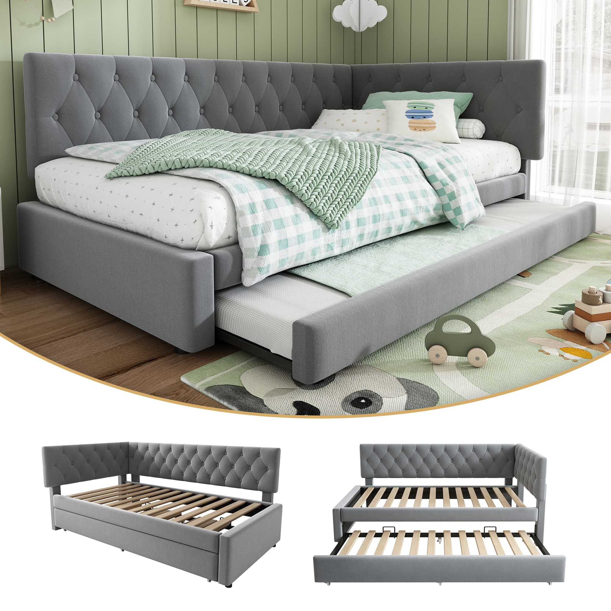 Transform Your Guest Room with this Grey Velvet Daybed - Grey