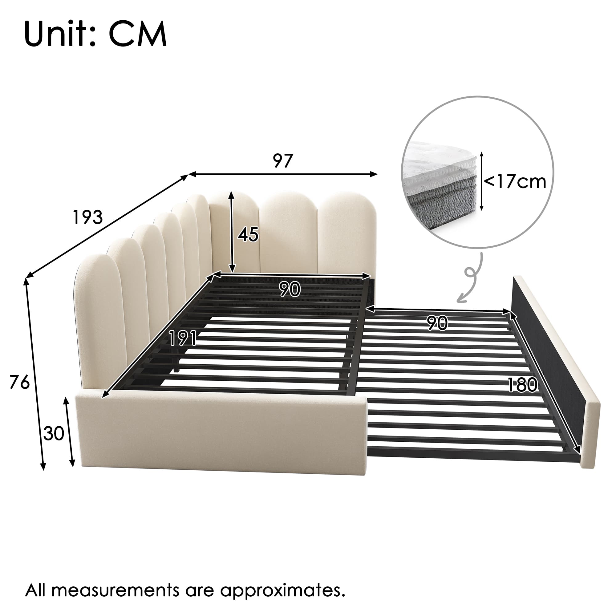 Chic Velvet Daybed with Pull-Out Guest Bed | 90x190cm - image 6