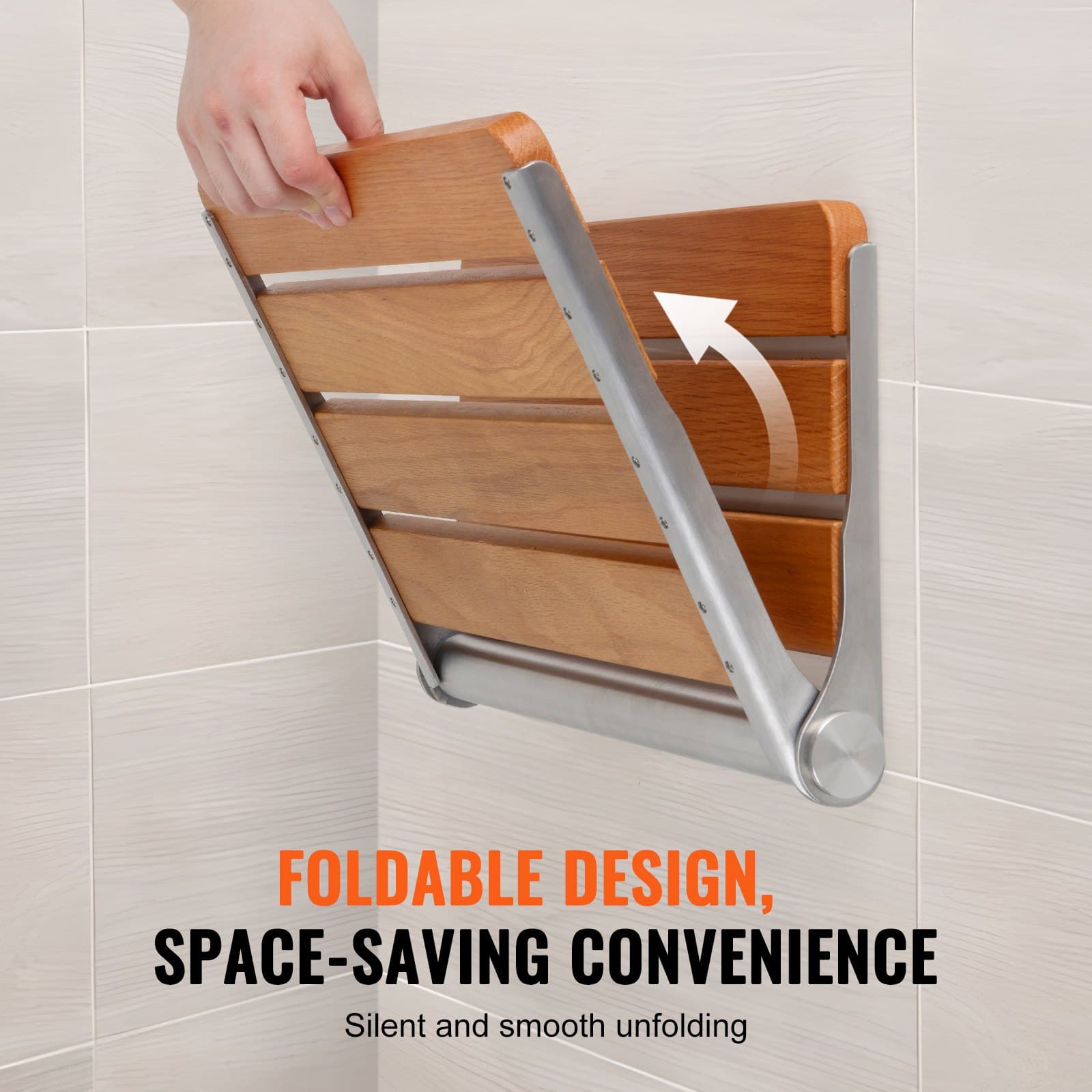 Premium Folding Wall Mounted Shower Seat in Oak - image 2