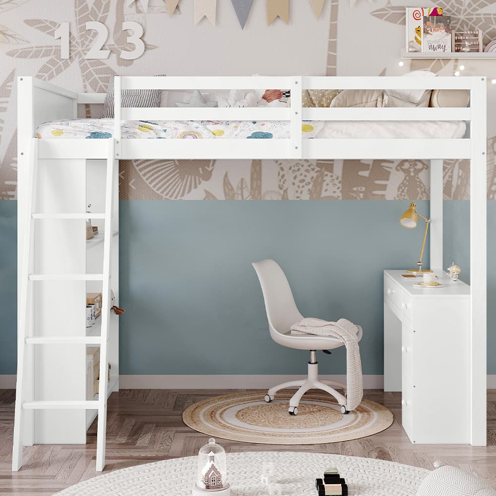 Transform Their Room with this White Wooden Study Bed - image 4