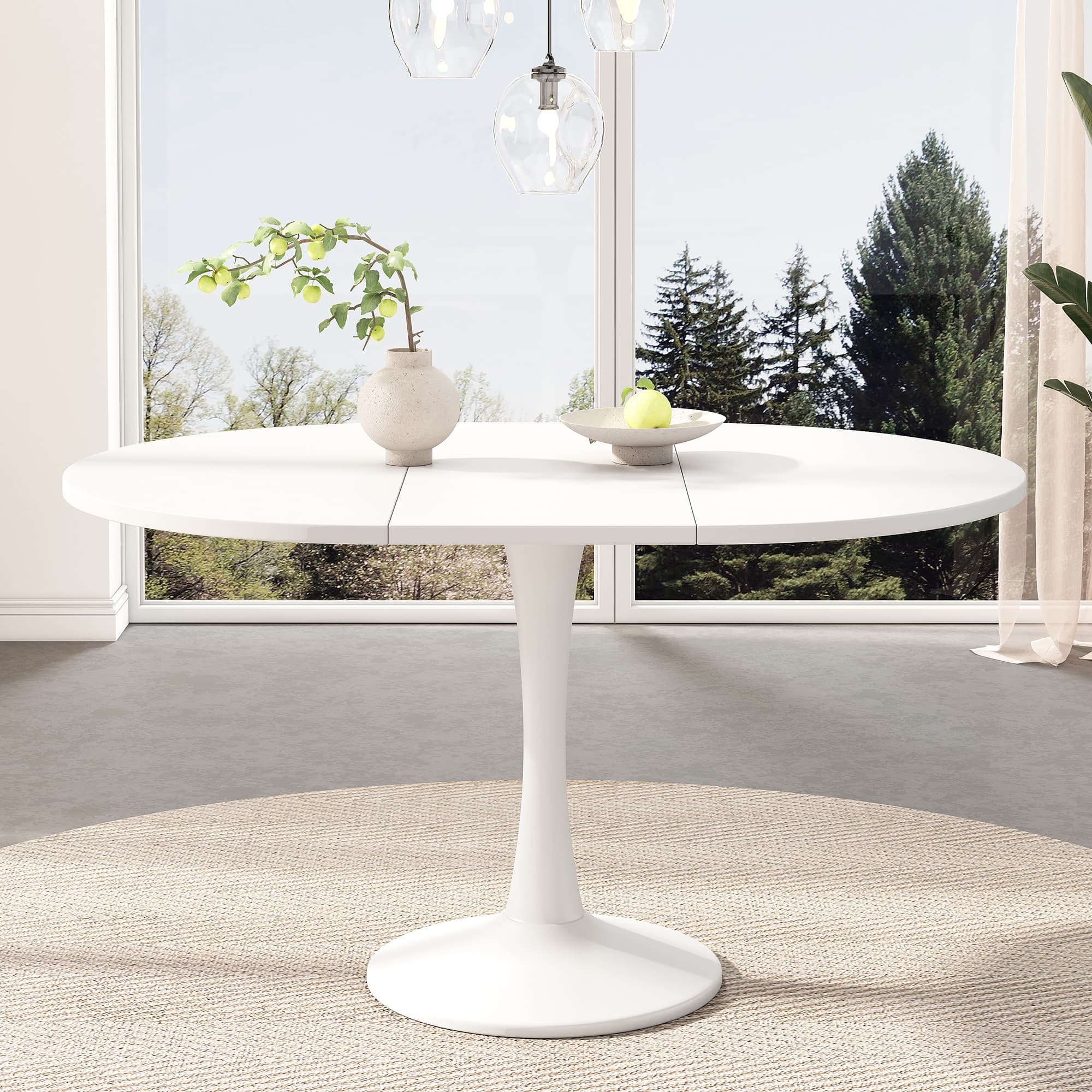 White Modern Extendable Round Dining Table - image 1