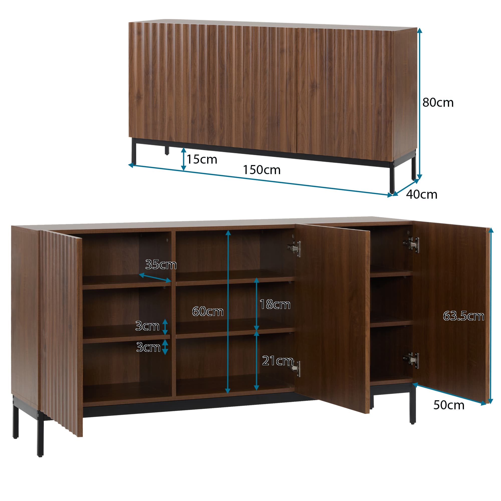 Mid-Century Modern Sideboard in Dark Oak with Textured Wave Front - image 4