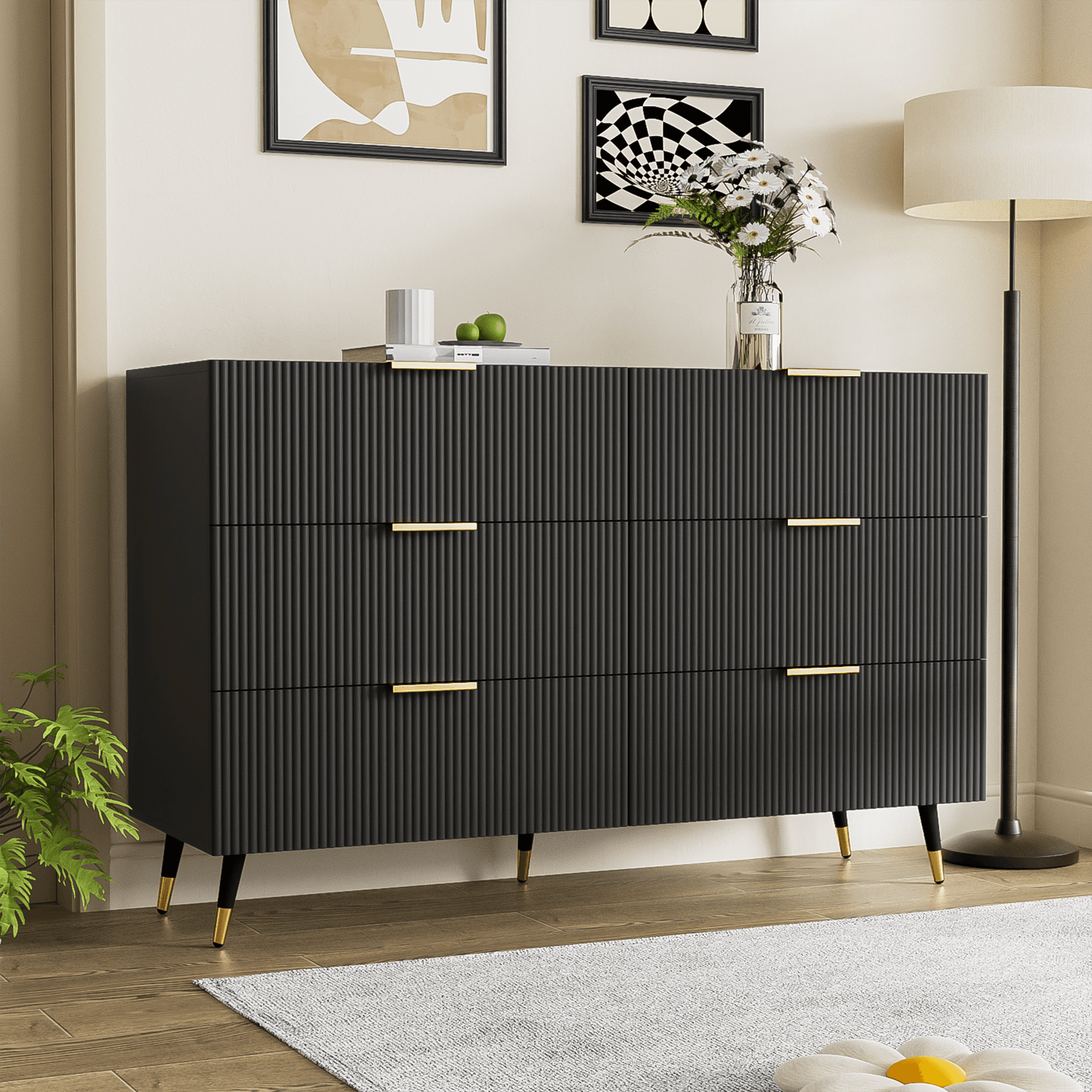 Elegant Sideboard with Wavy Design & Ample Storage