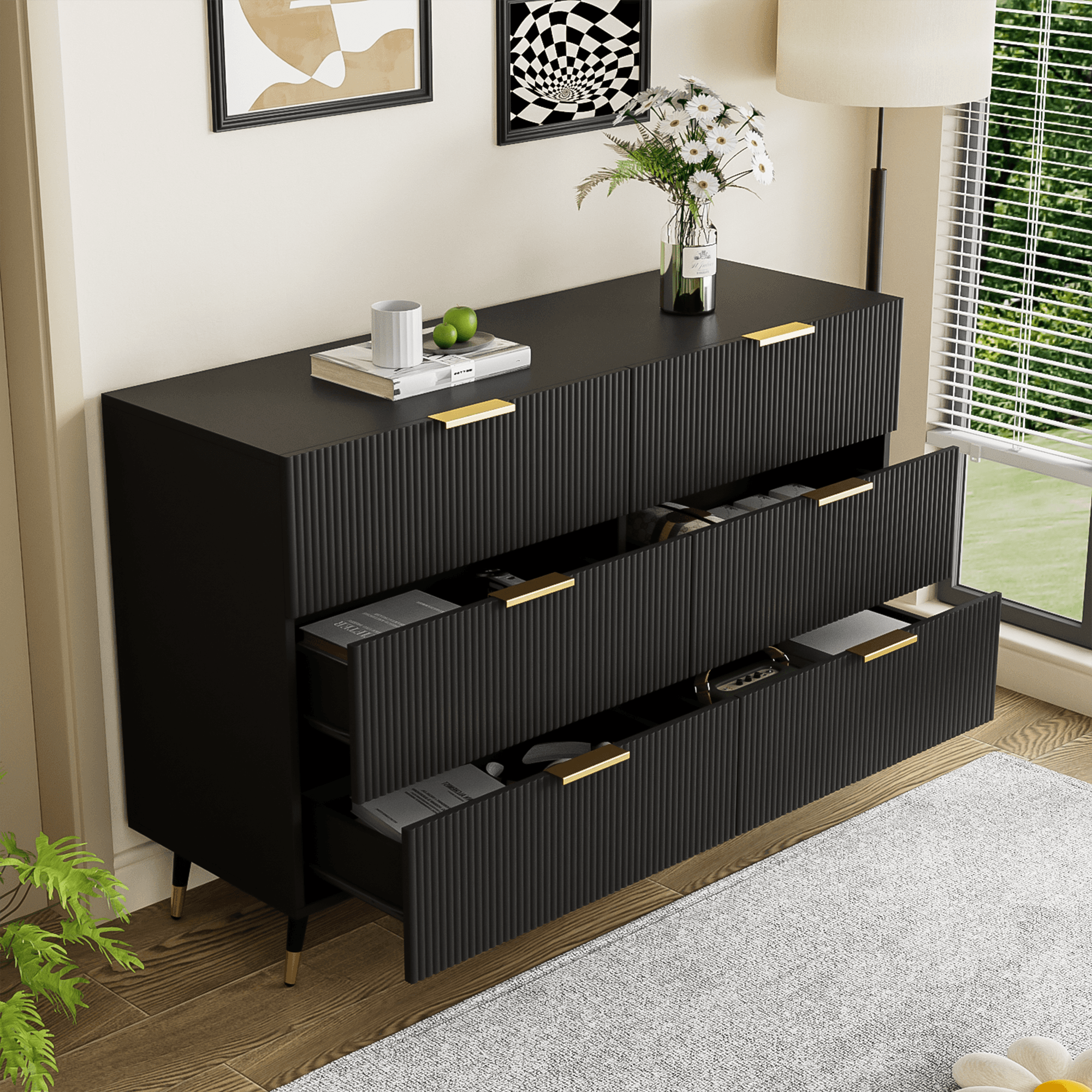 Elegant Sideboard with Wavy Design & Ample Storage - image 4