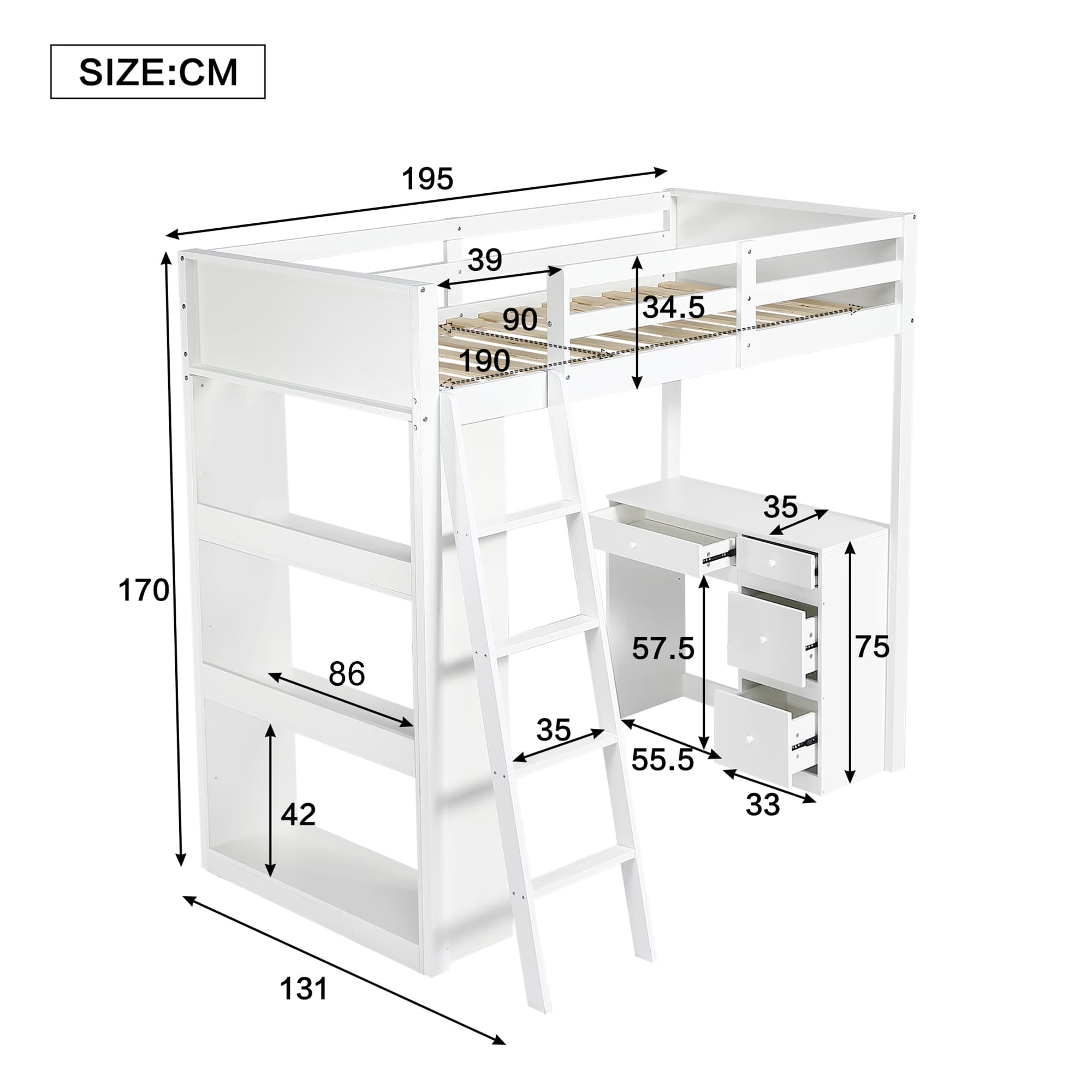 Transform Their Room with this White Wooden Study Bed - image 2
