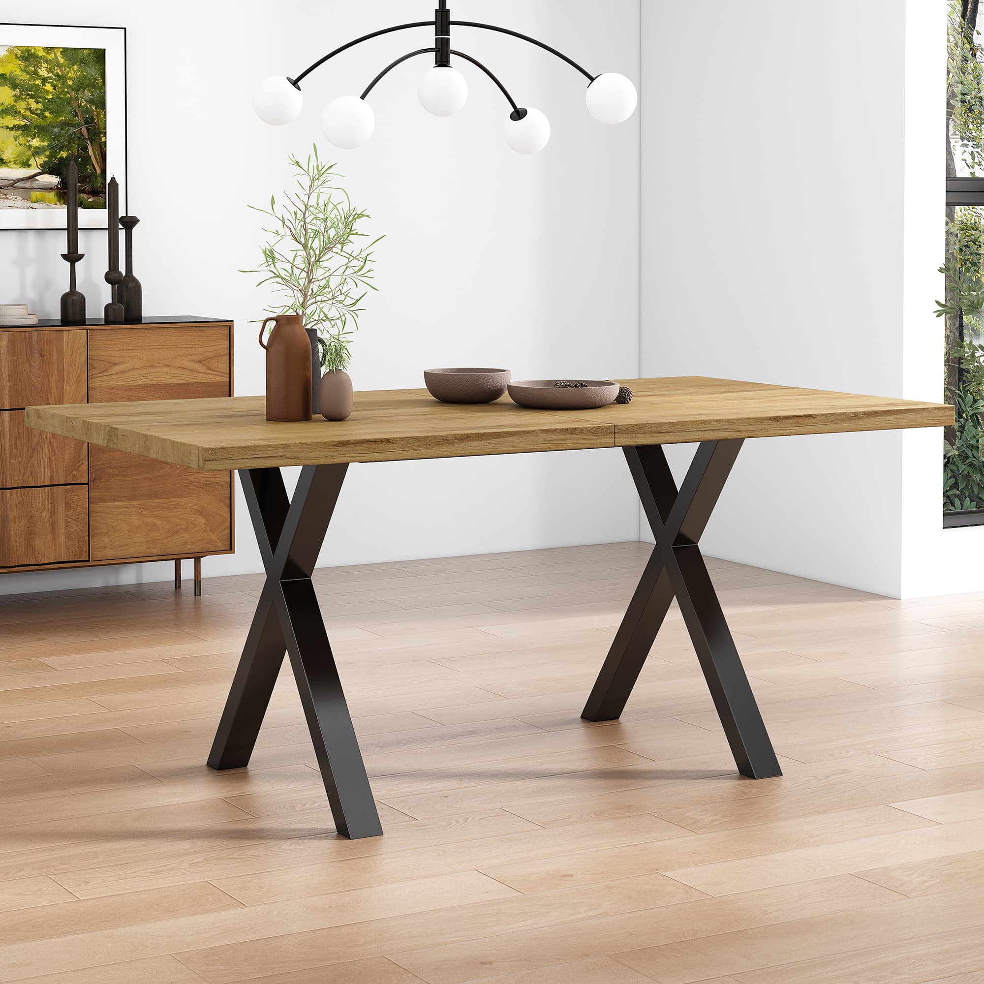 Industrial Style Dining Table with Crossed Legs (140cm) - image 2