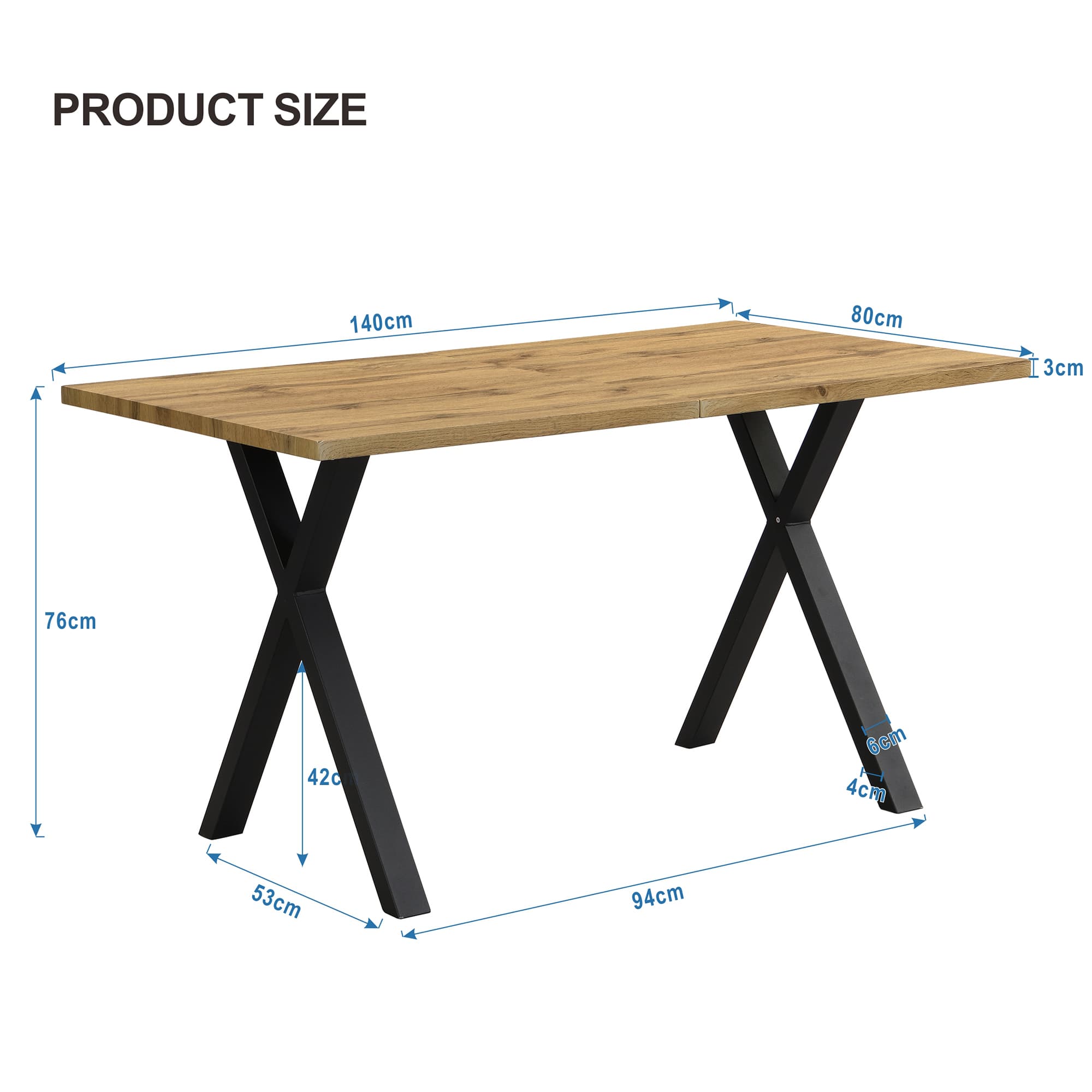 Industrial Style Dining Table with Crossed Legs (140cm) - image 1
