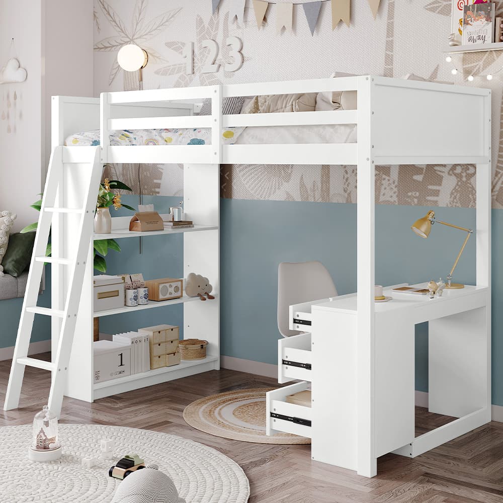 Transform Their Room with this White Wooden Study Bed - image 1