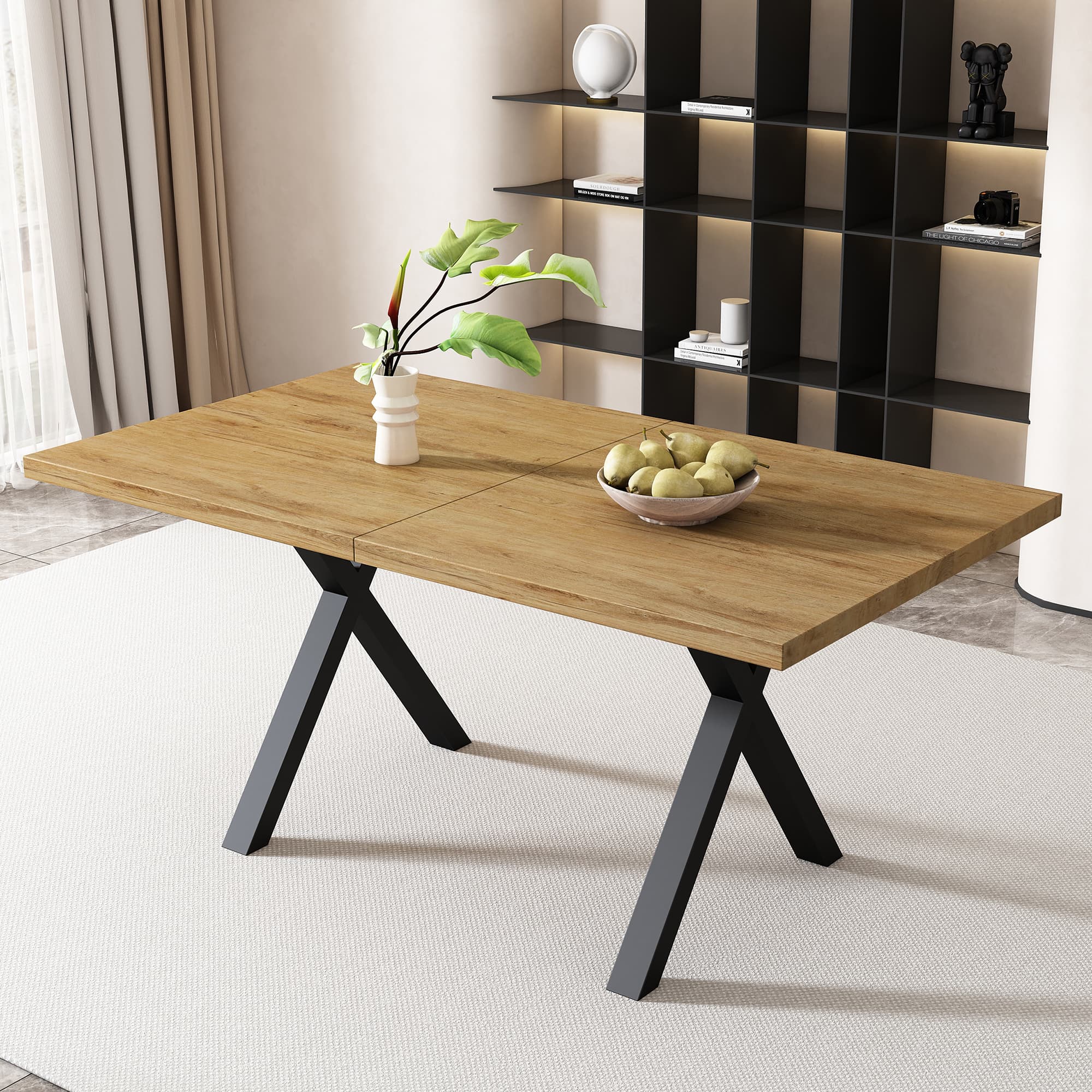 Industrial Style Dining Table with Crossed Legs (140cm)