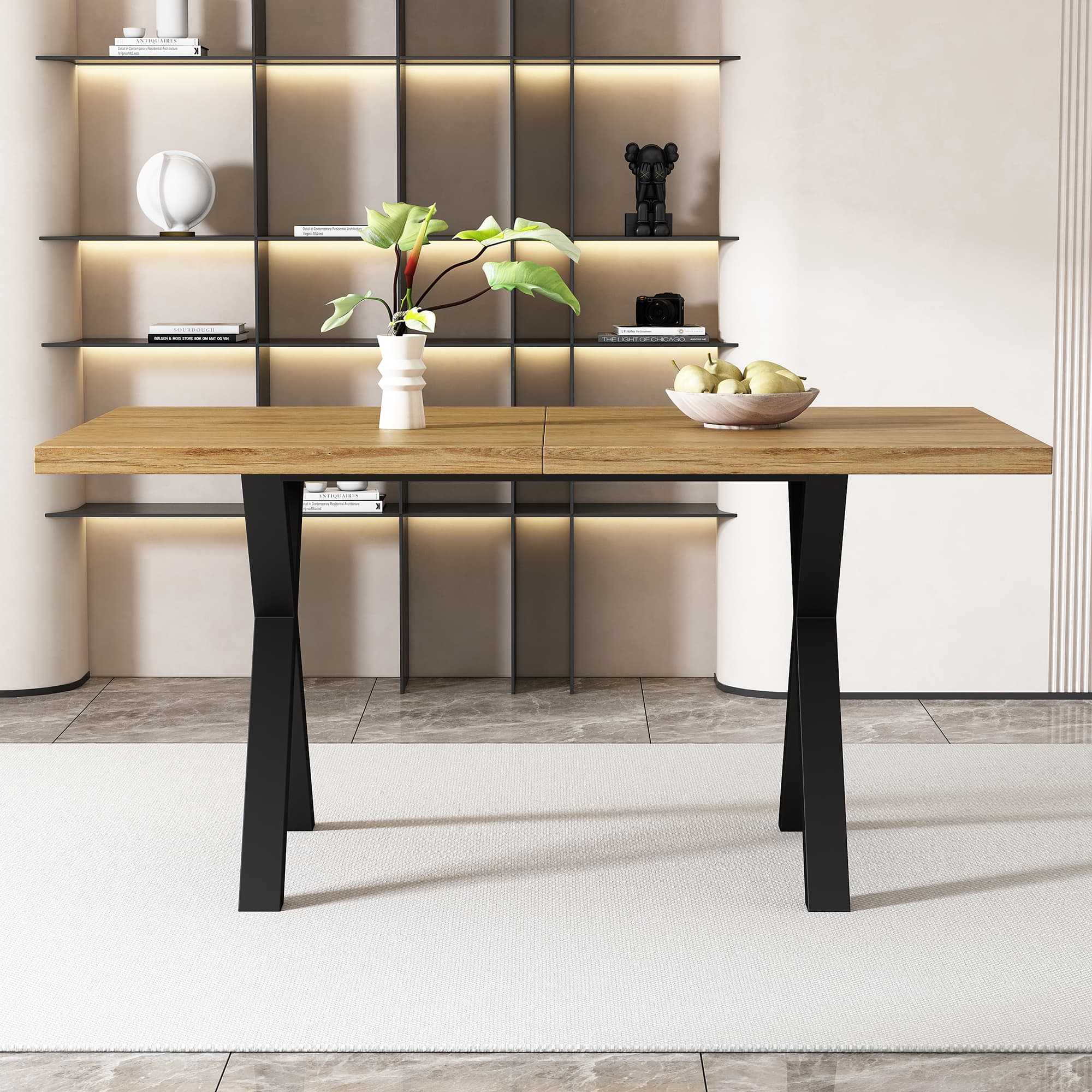 Industrial Style Dining Table with Crossed Legs (140cm) - image 5