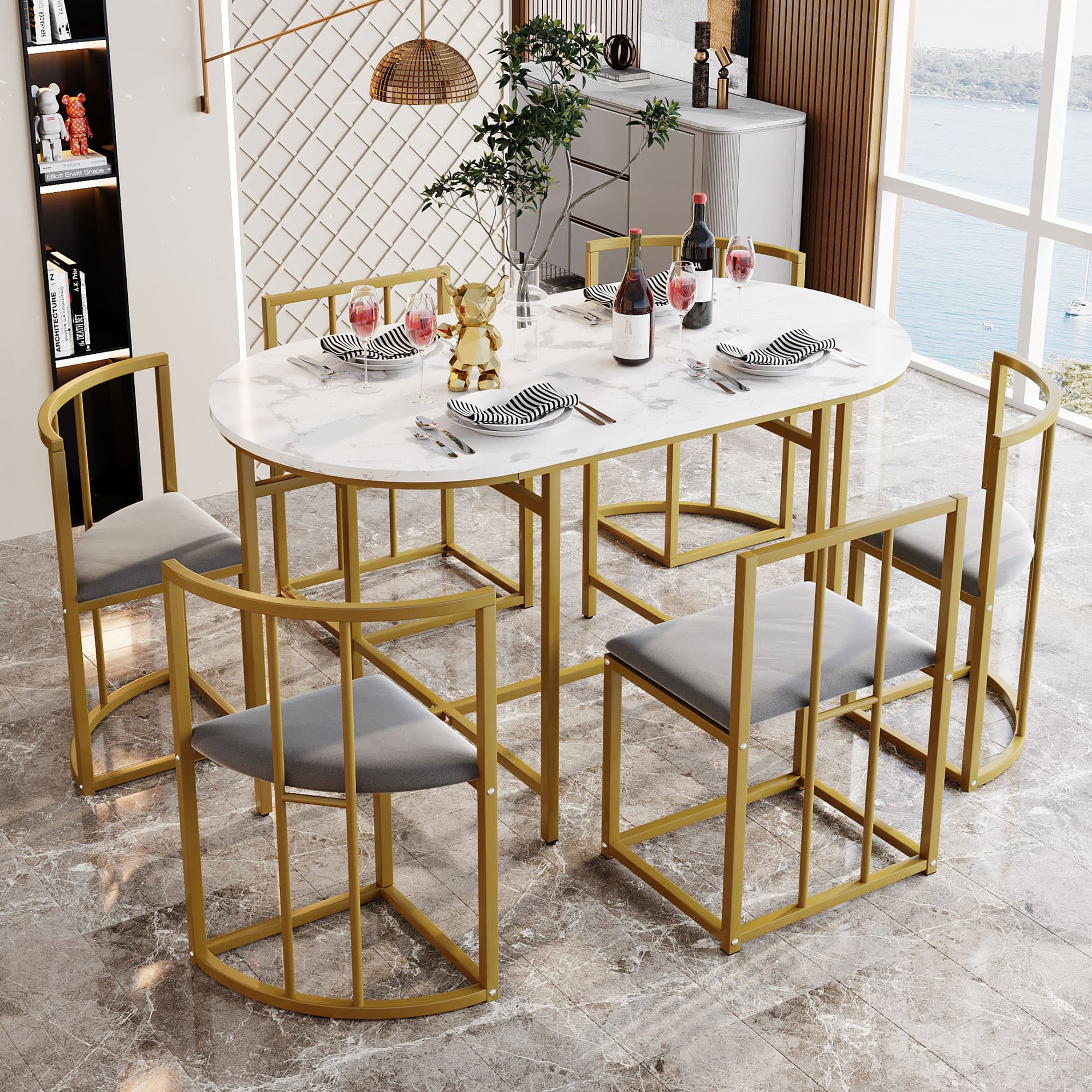 Modern Dining Table and 6-Chair Set - image 3