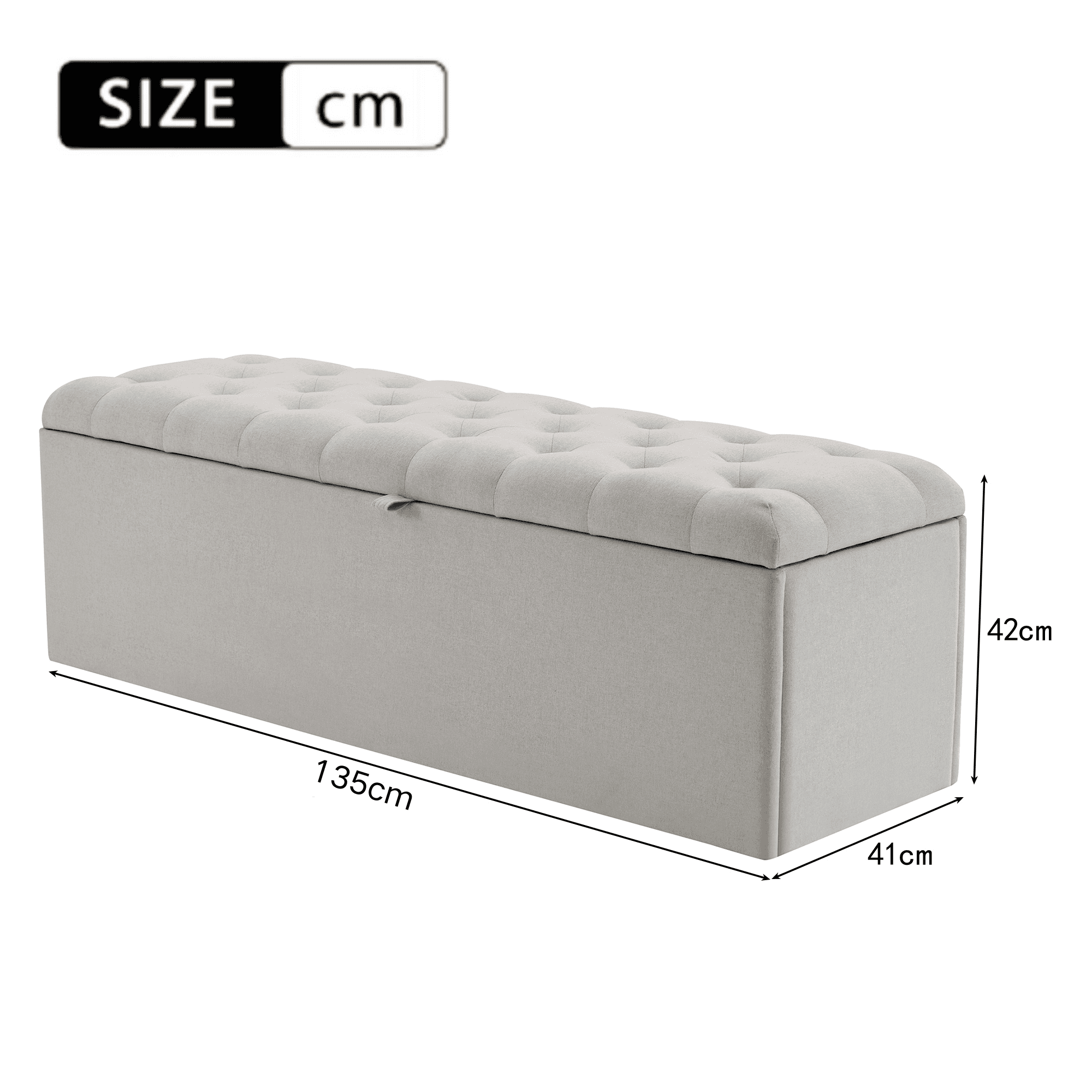 Linen Ottoman Storage Bench, Light Grey - image 4