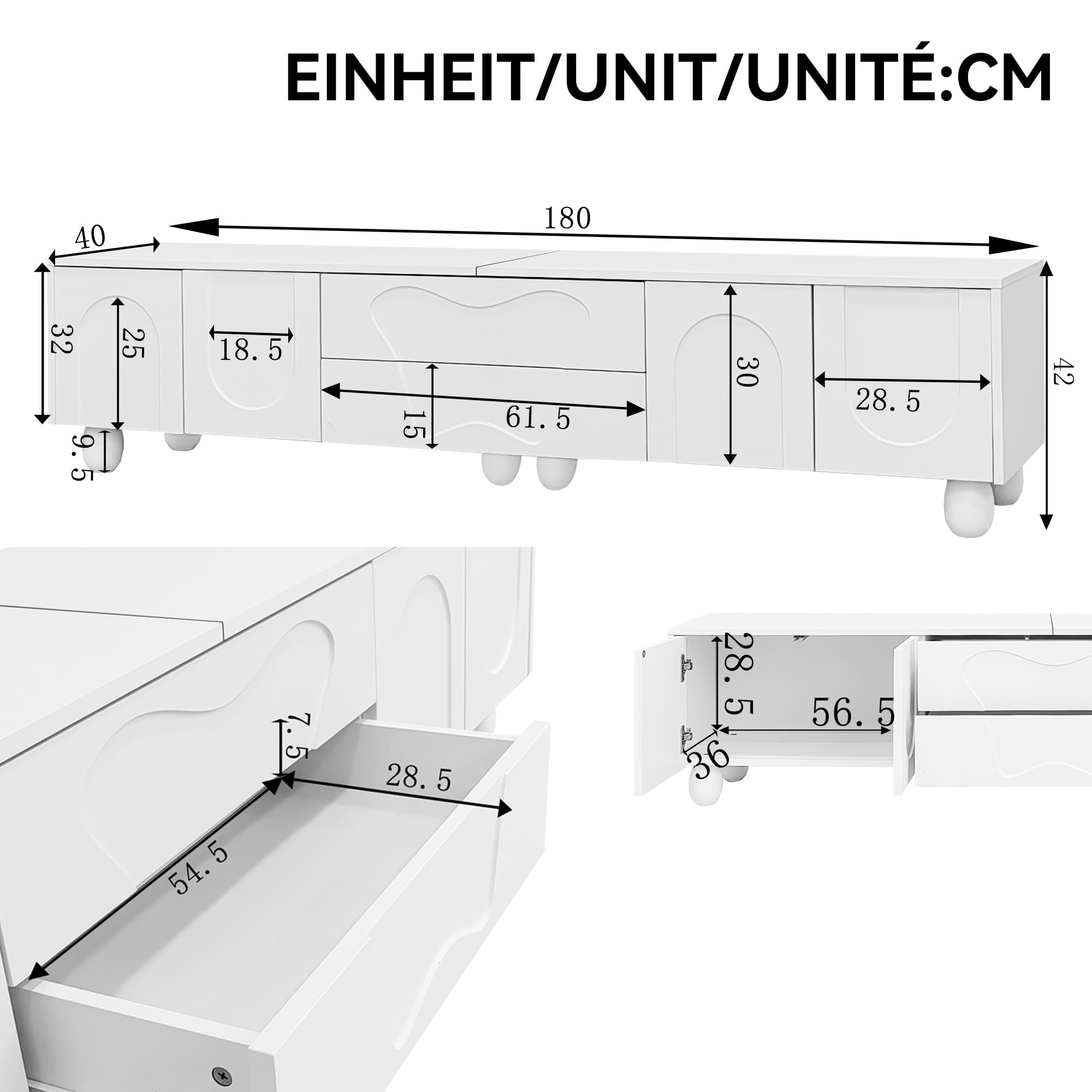 180cm White and Wood TV Stand with Storage - image 1