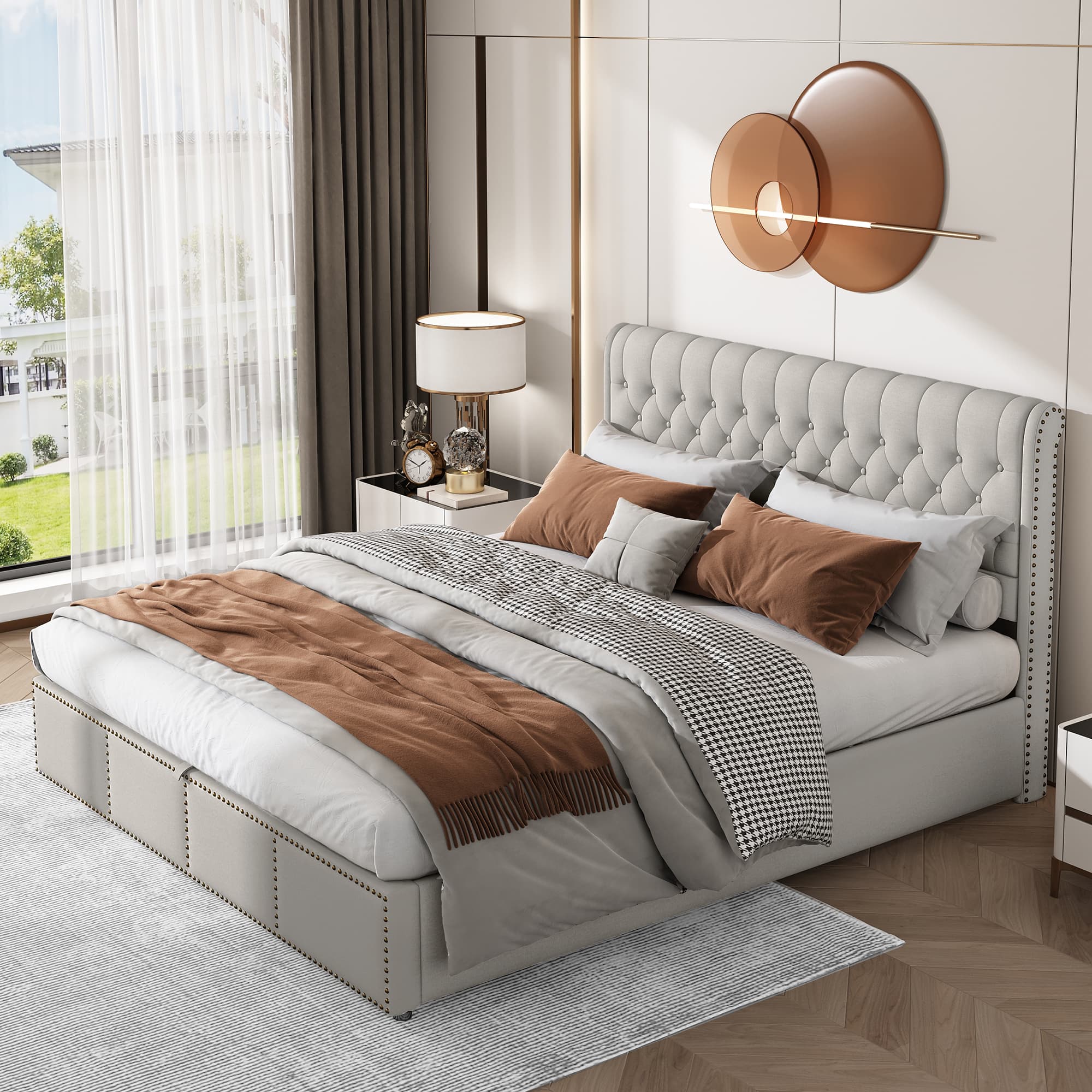 Transform Your Bedroom with this Light Grey Ottoman Double Bed - image 4