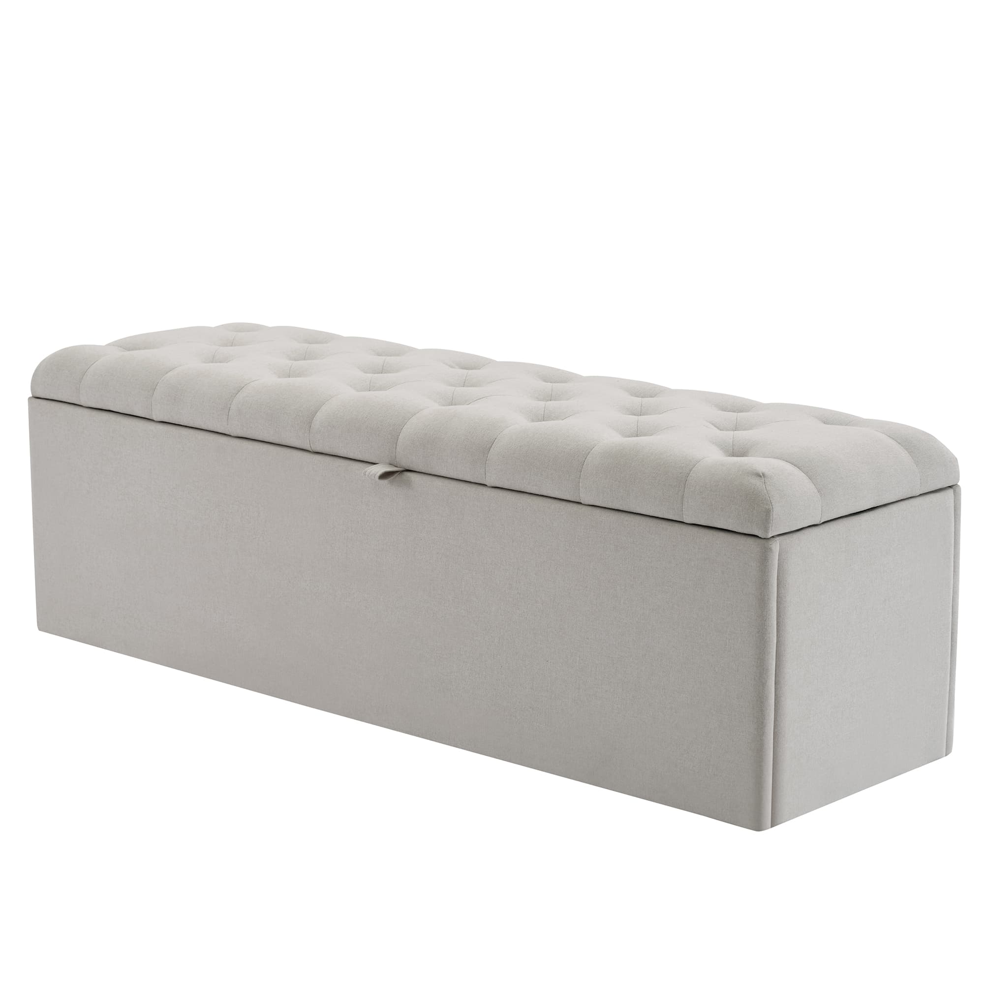 Linen Ottoman Storage Bench, Light Grey - image 1