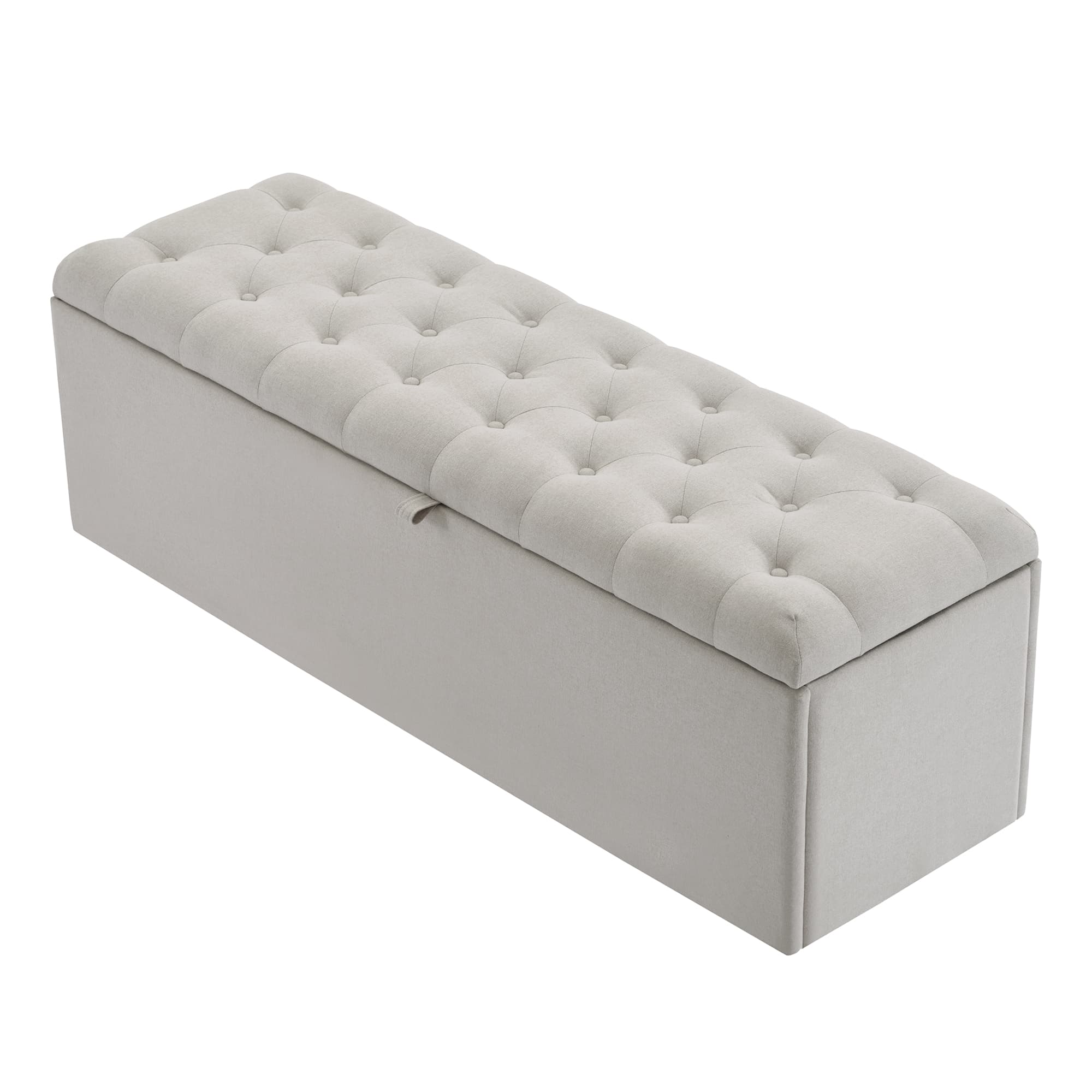 Linen Ottoman Storage Bench, Light Grey - image 2