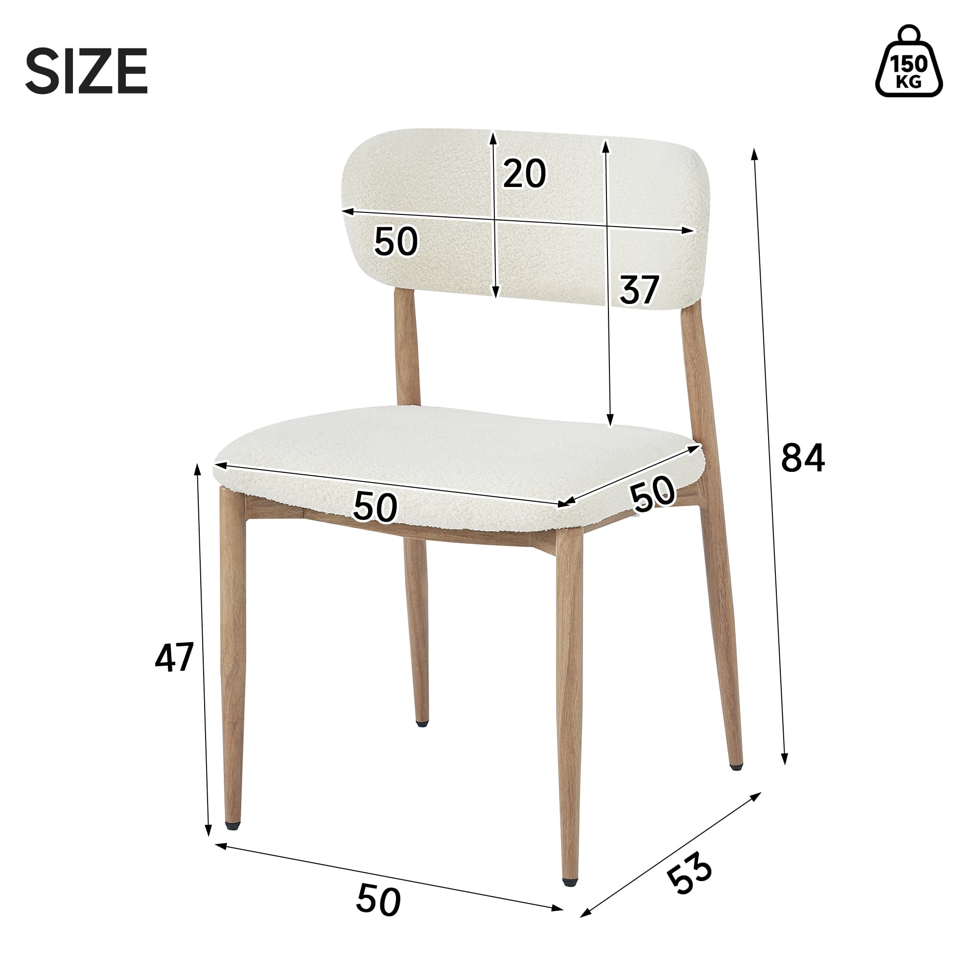 Pair of Upholstered Boucle Dining Chairs with Wood-Effect Legs - image 3