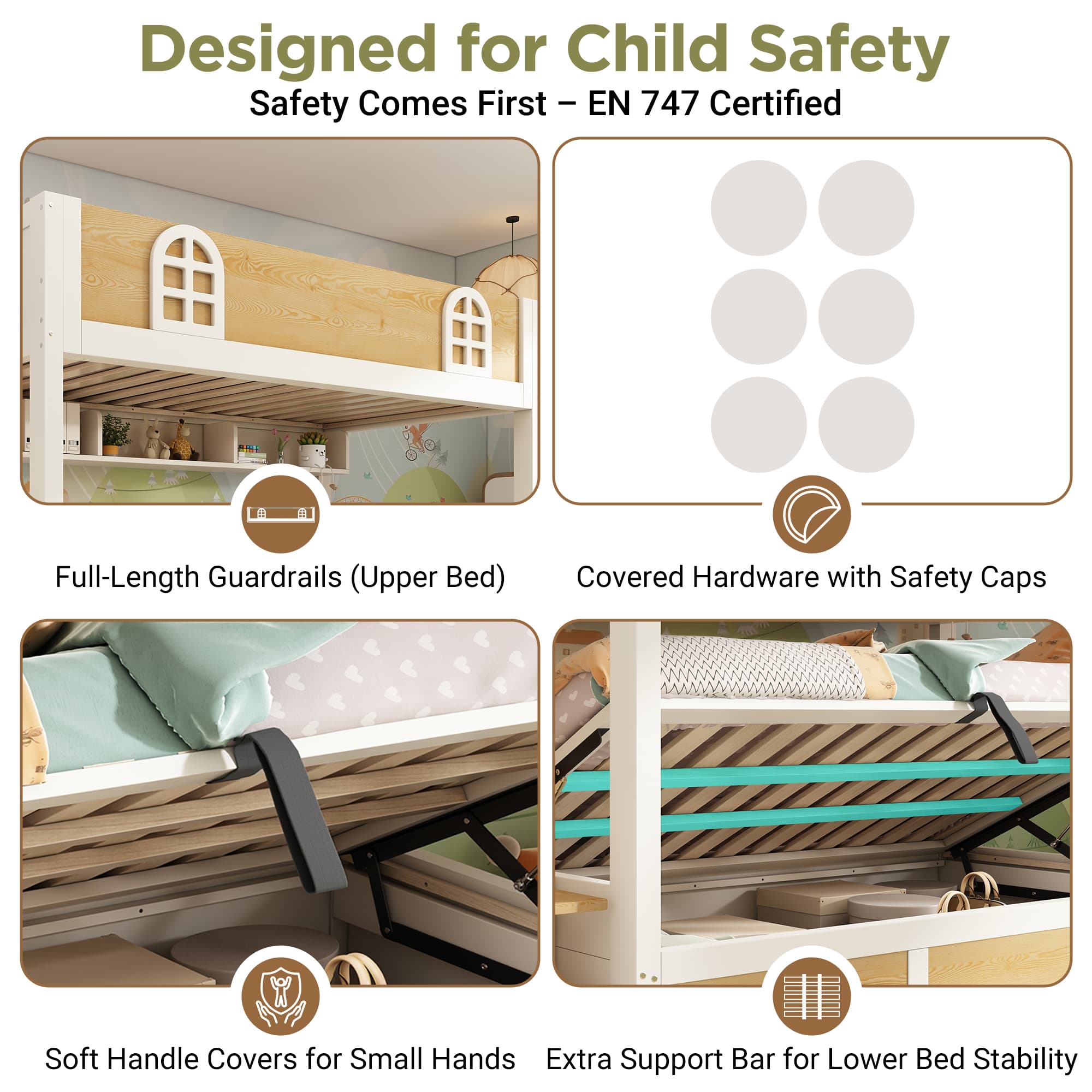 Kids Bunk Bed with Smart Storage Staircase and Hydraulic Lift - image 3