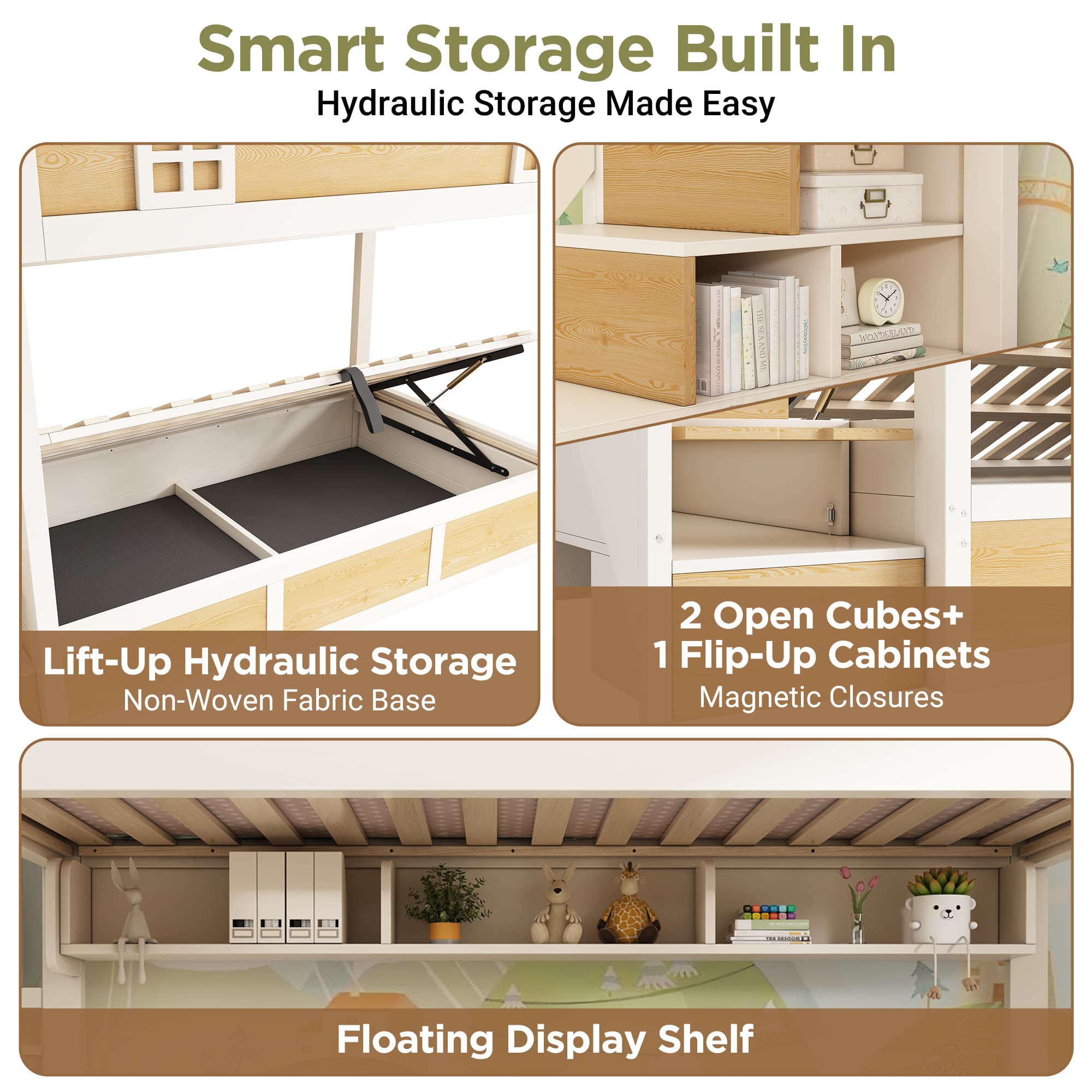 Kids Bunk Bed with Smart Storage Staircase and Hydraulic Lift - image 5